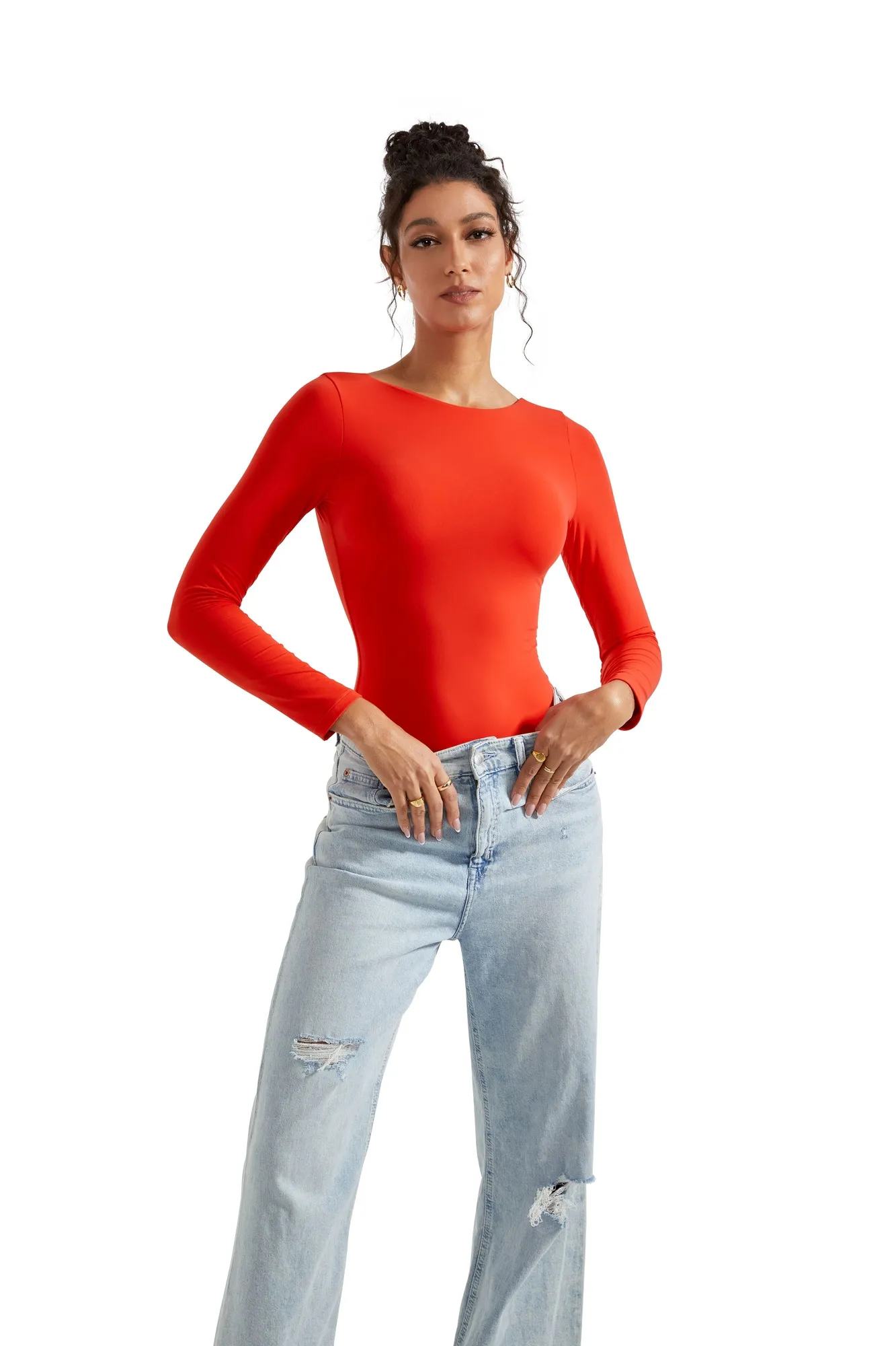 Buttery Soft Open Back Bodysuit - Long Sleeve - Image 13