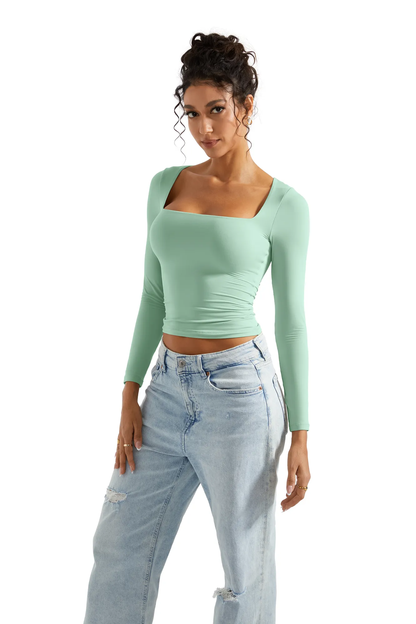 Buttery Soft Square Neck Shirt - Long Sleeve - Image 10