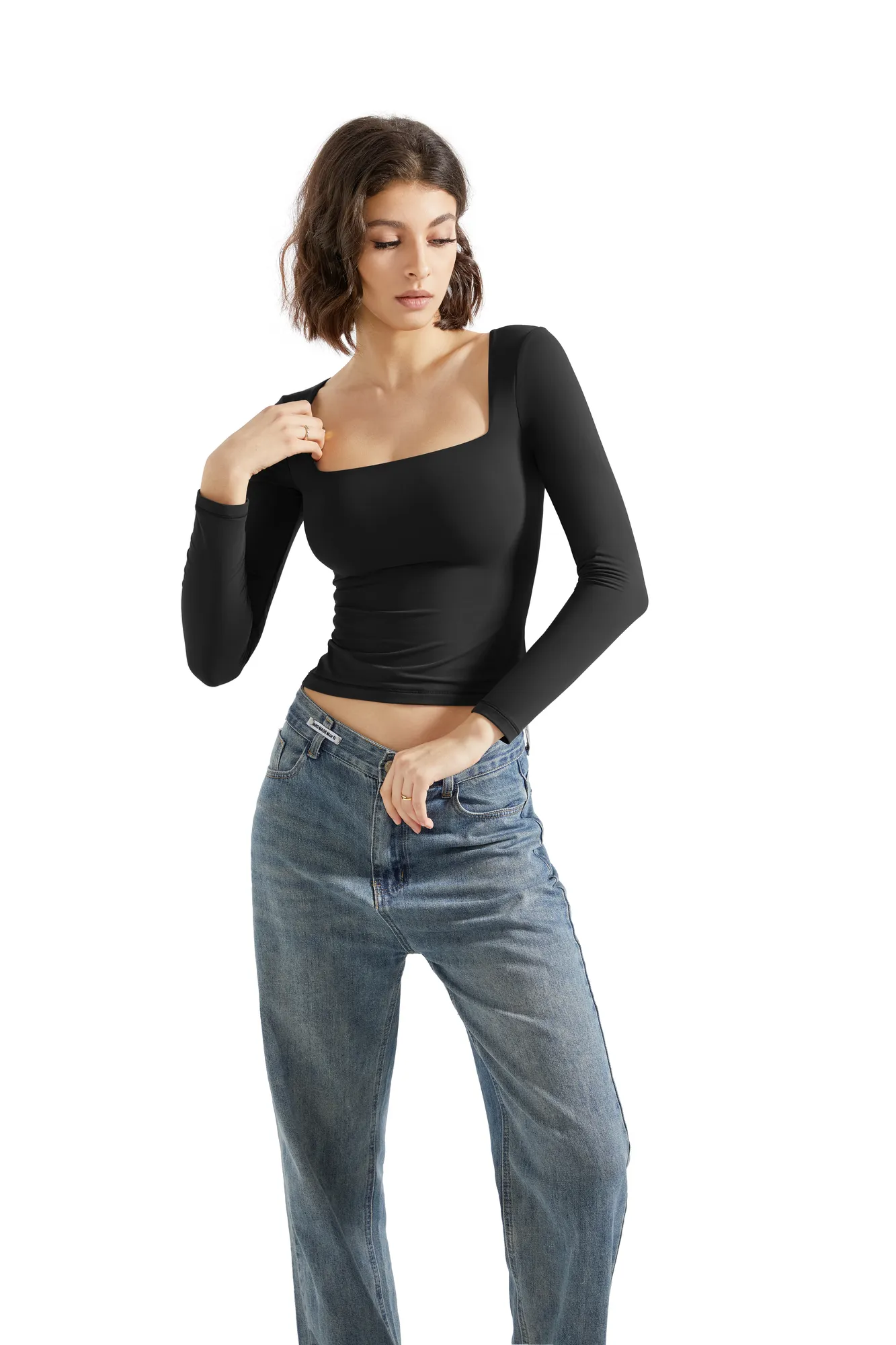 Buttery Soft Square Neck Shirt - Long Sleeve - Image 3
