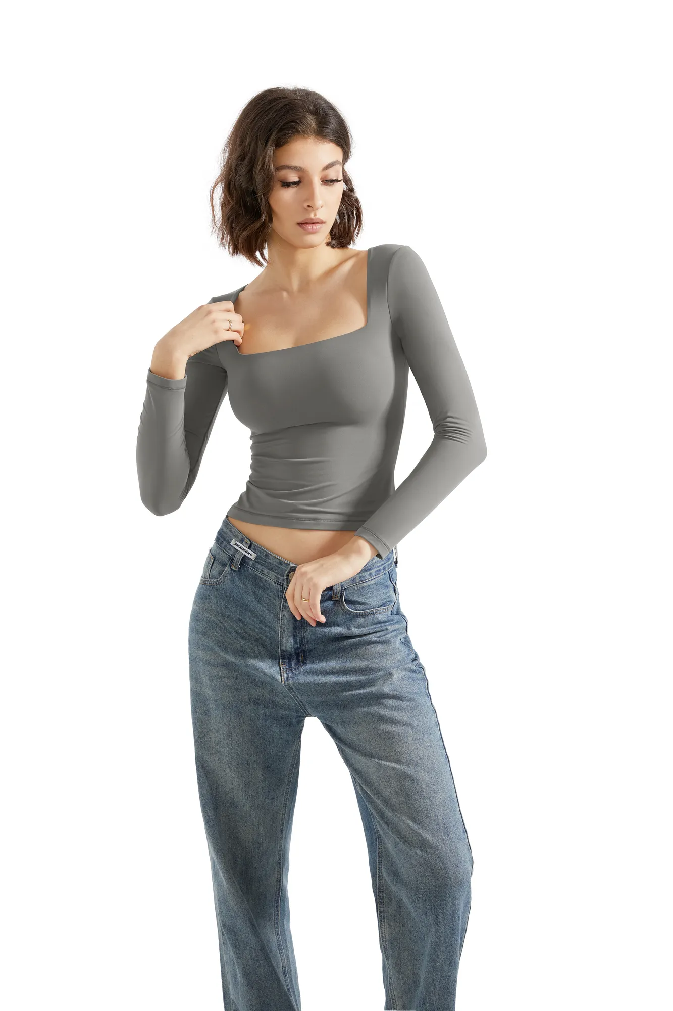 Buttery Soft Square Neck Shirt - Long Sleeve - Image 35