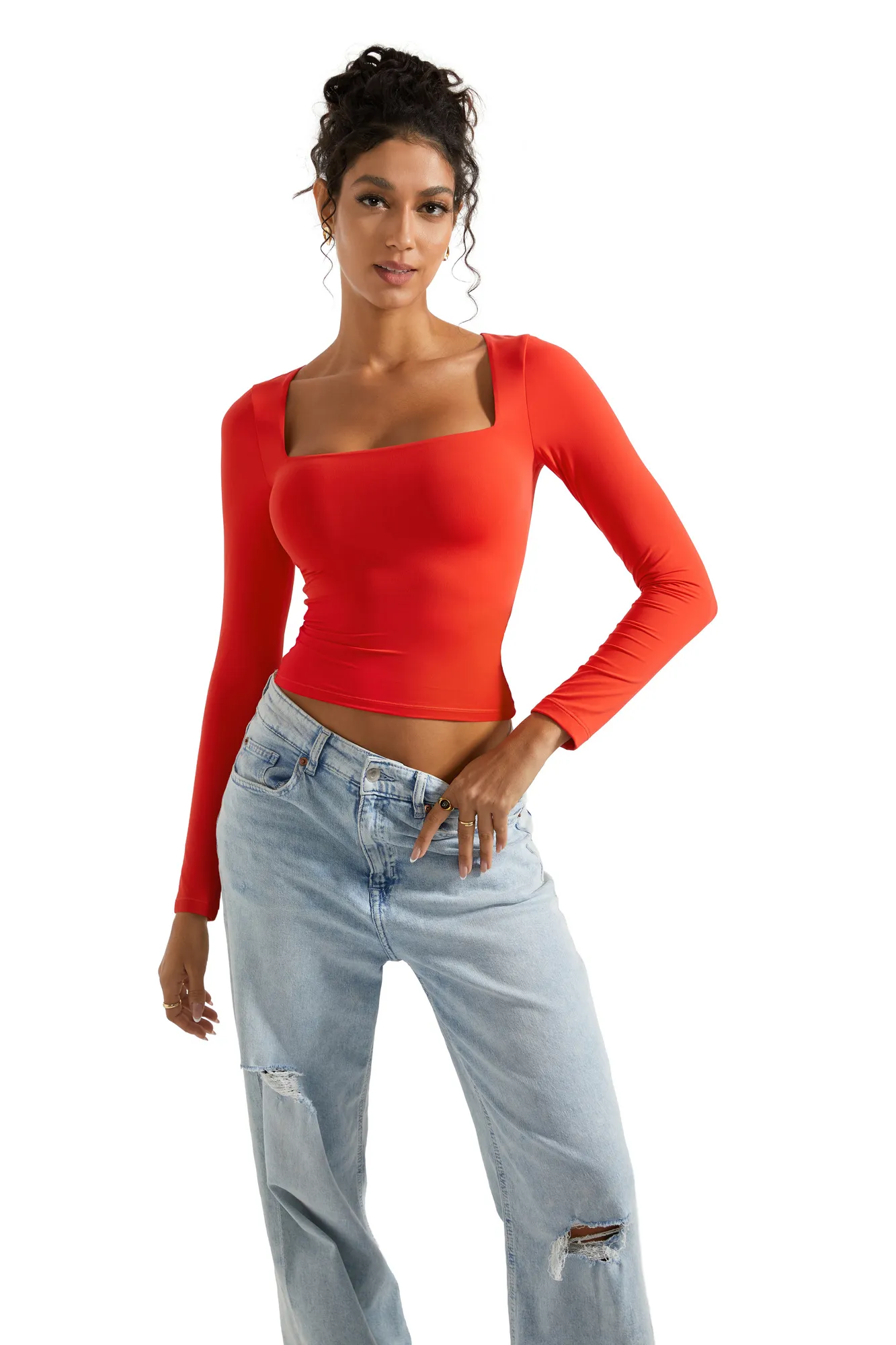 Buttery Soft Square Neck Shirt - Long Sleeve - Image 38