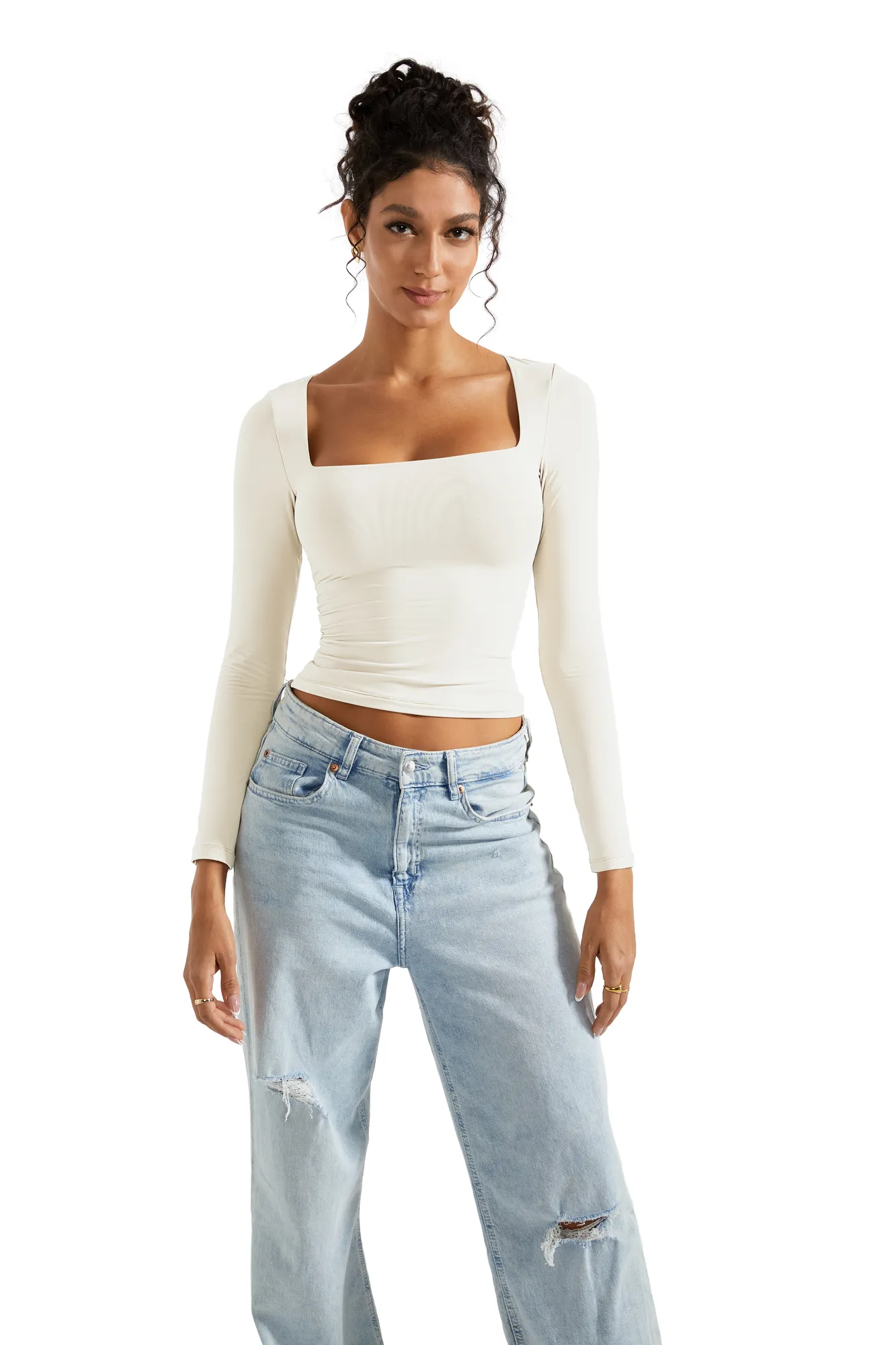 Buttery Soft Square Neck Shirt - Long Sleeve - Image 43