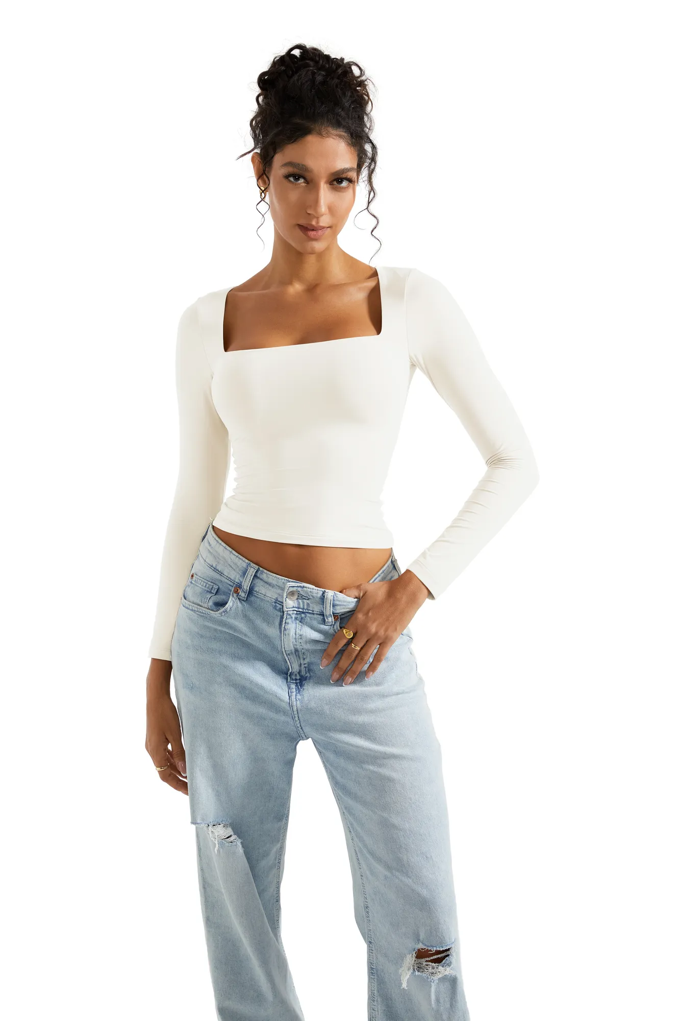 Buttery Soft Square Neck Shirt - Long Sleeve - Image 44