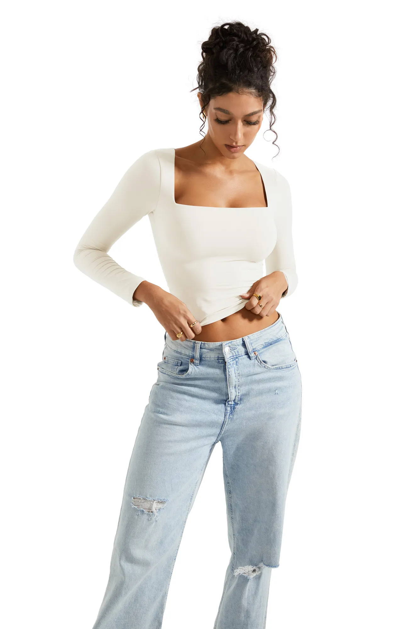 Buttery Soft Square Neck Shirt - Long Sleeve - Image 45