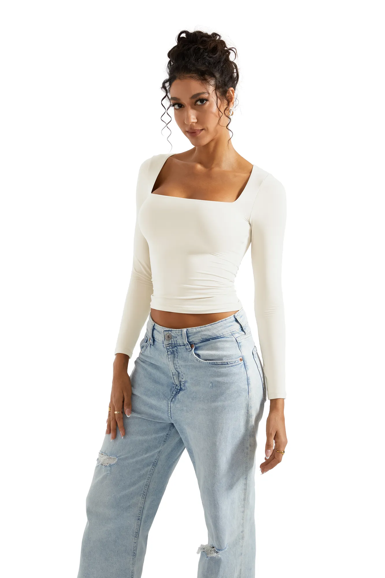 Buttery Soft Square Neck Shirt - Long Sleeve - Image 46
