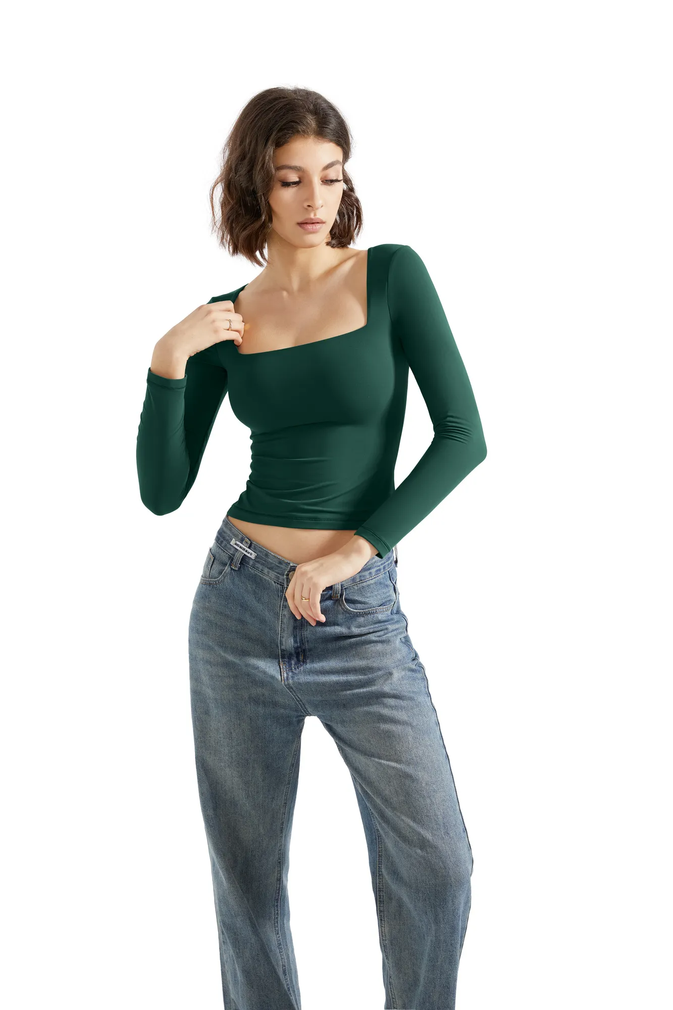 Buttery Soft Square Neck Shirt - Long Sleeve - Image 51