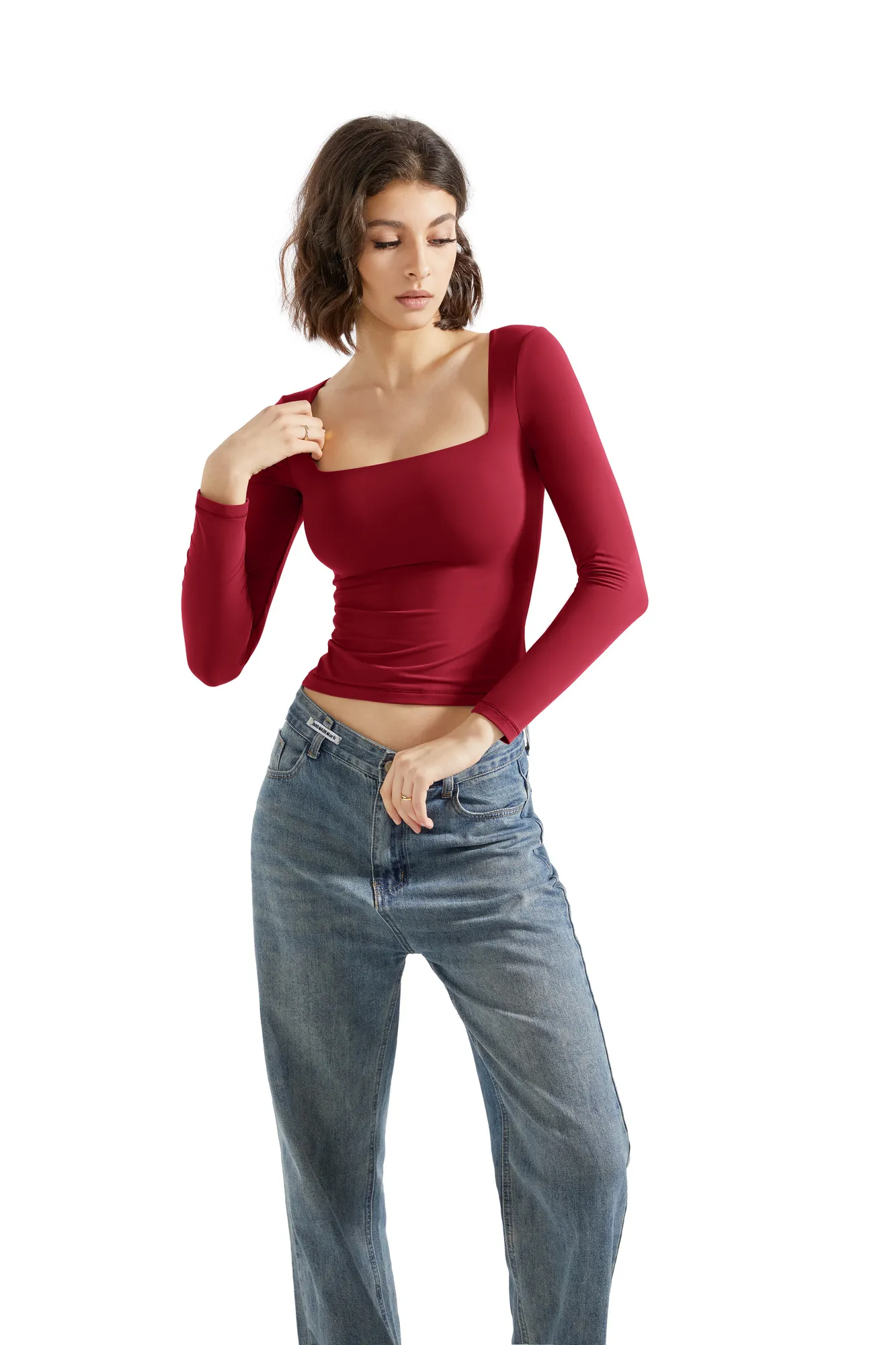 Buttery Soft Square Neck Shirt - Long Sleeve - Image 57