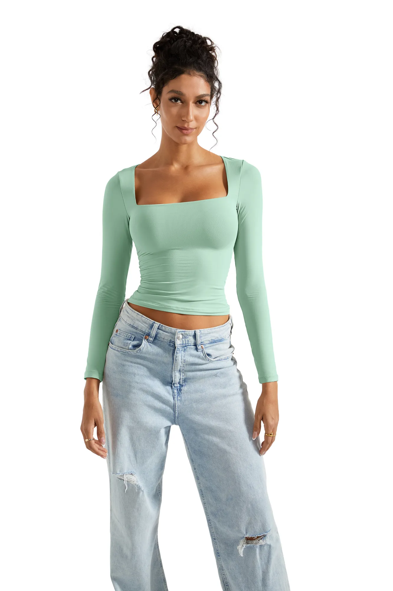 Buttery Soft Square Neck Shirt - Long Sleeve - Image 7