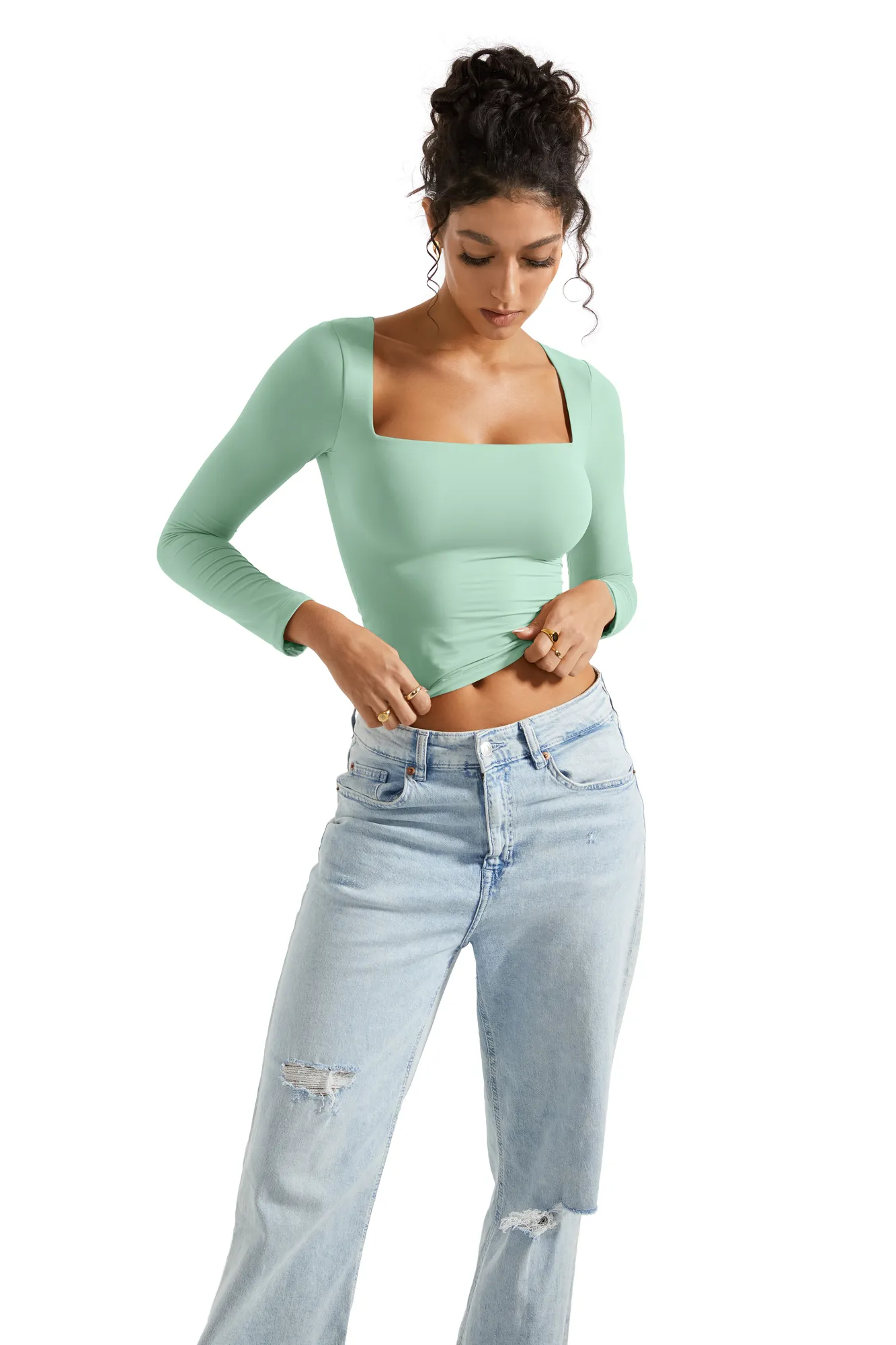 Buttery Soft Square Neck Shirt - Long Sleeve - Image 8
