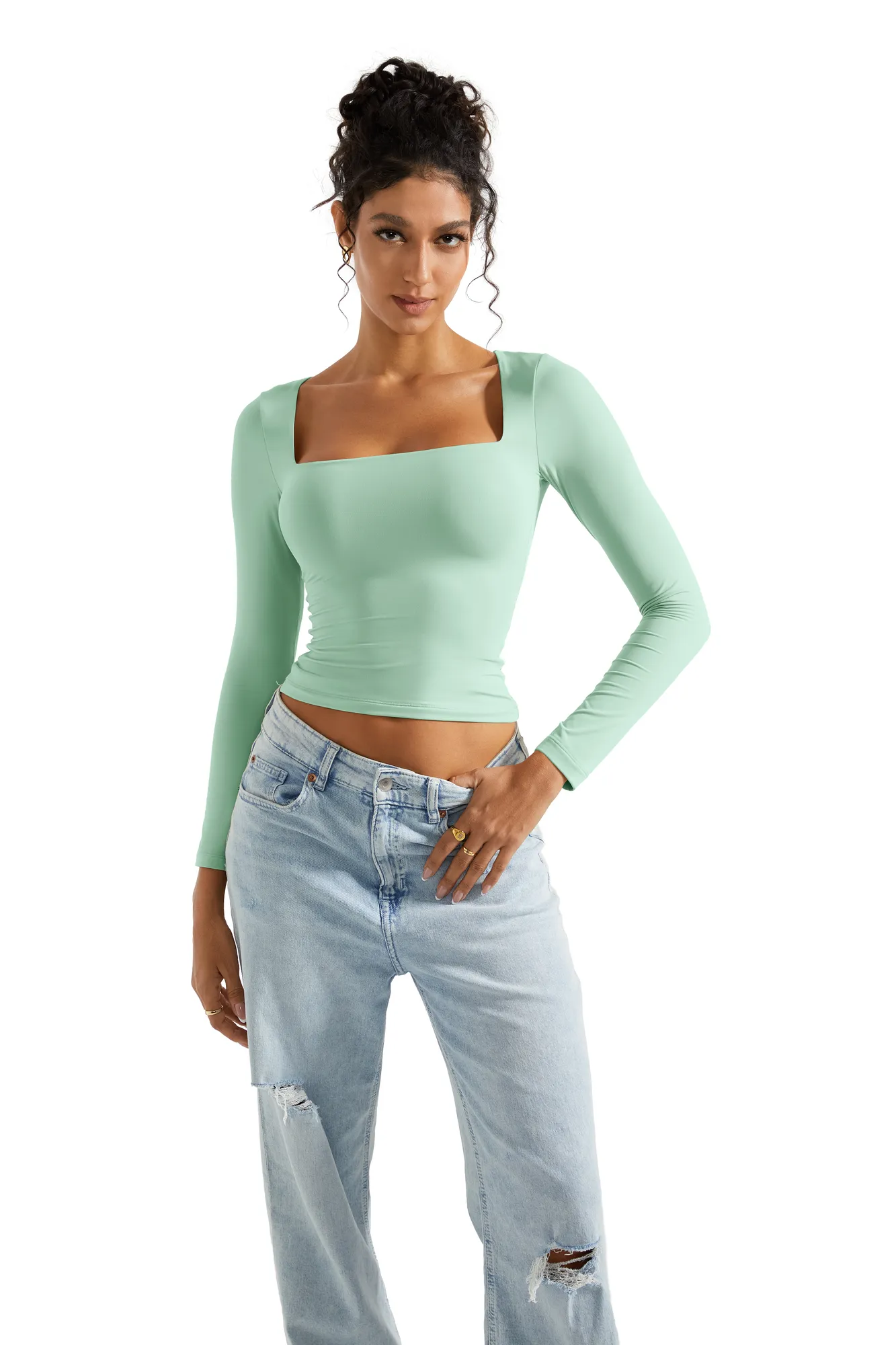 Buttery Soft Square Neck Shirt - Long Sleeve - Image 9