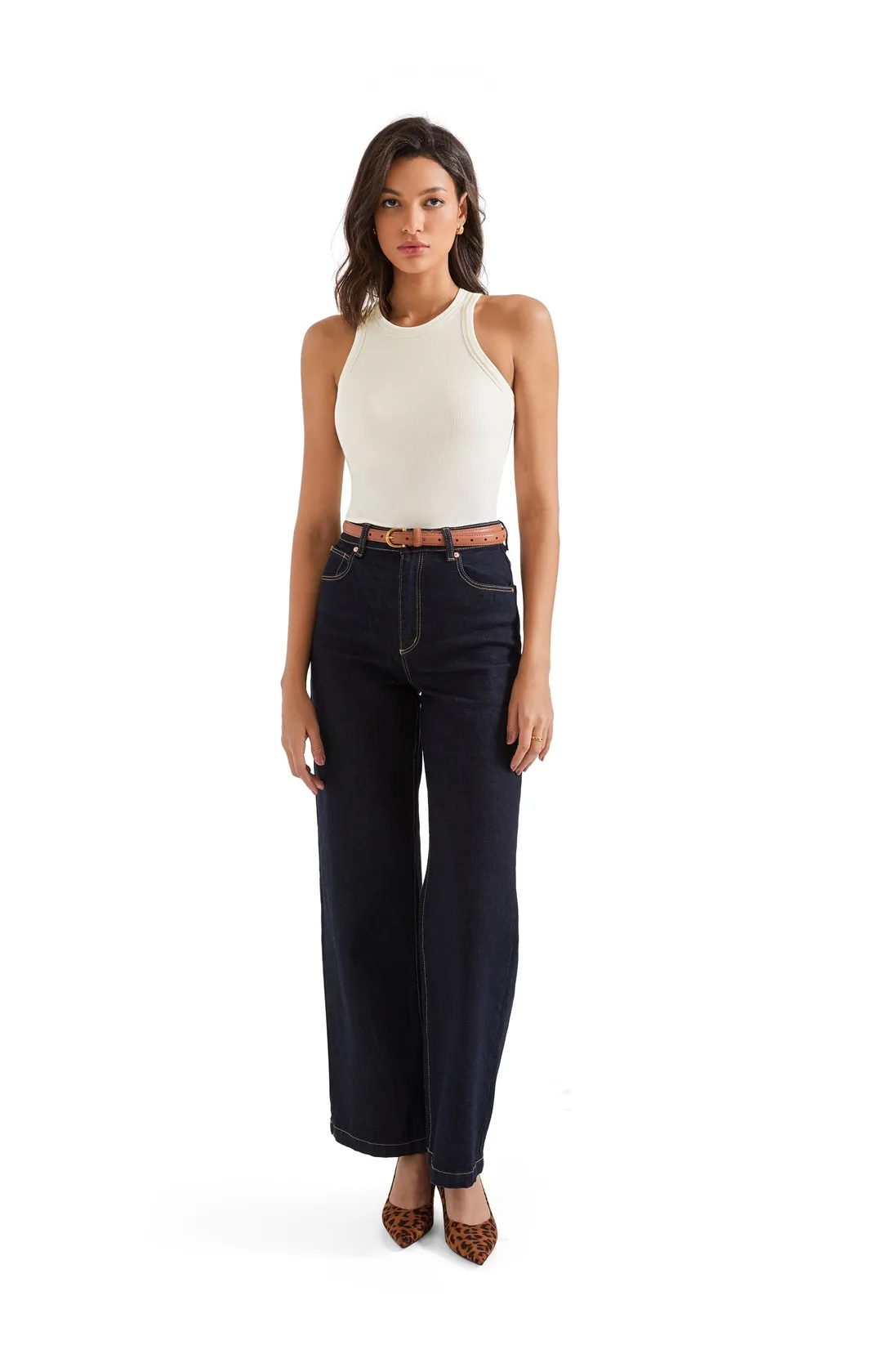 Cotton Ribbed Crew Neck Tank Top - Image 32