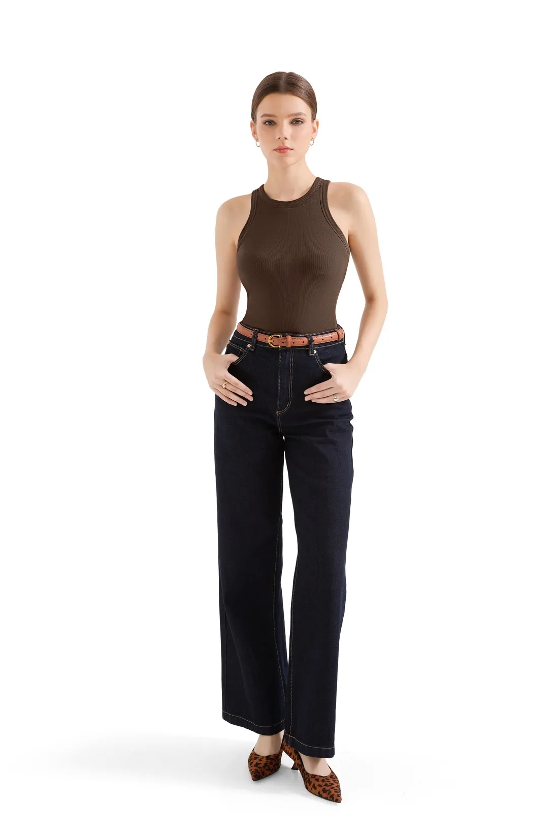 Cotton Ribbed Crew Neck Tank Top - Image 50