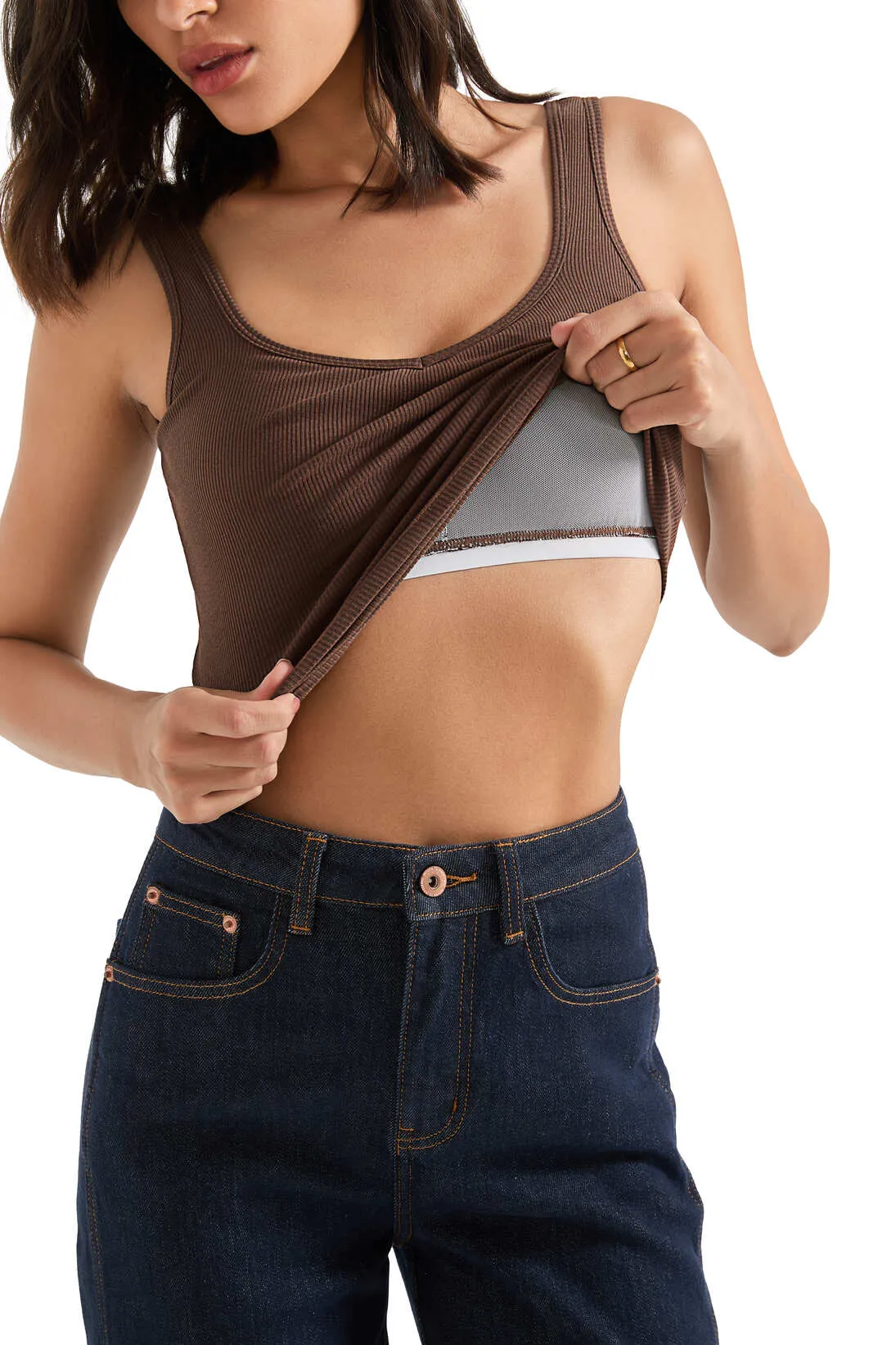 Cotton Ribbed Heart Neck Tank Top - Image 10
