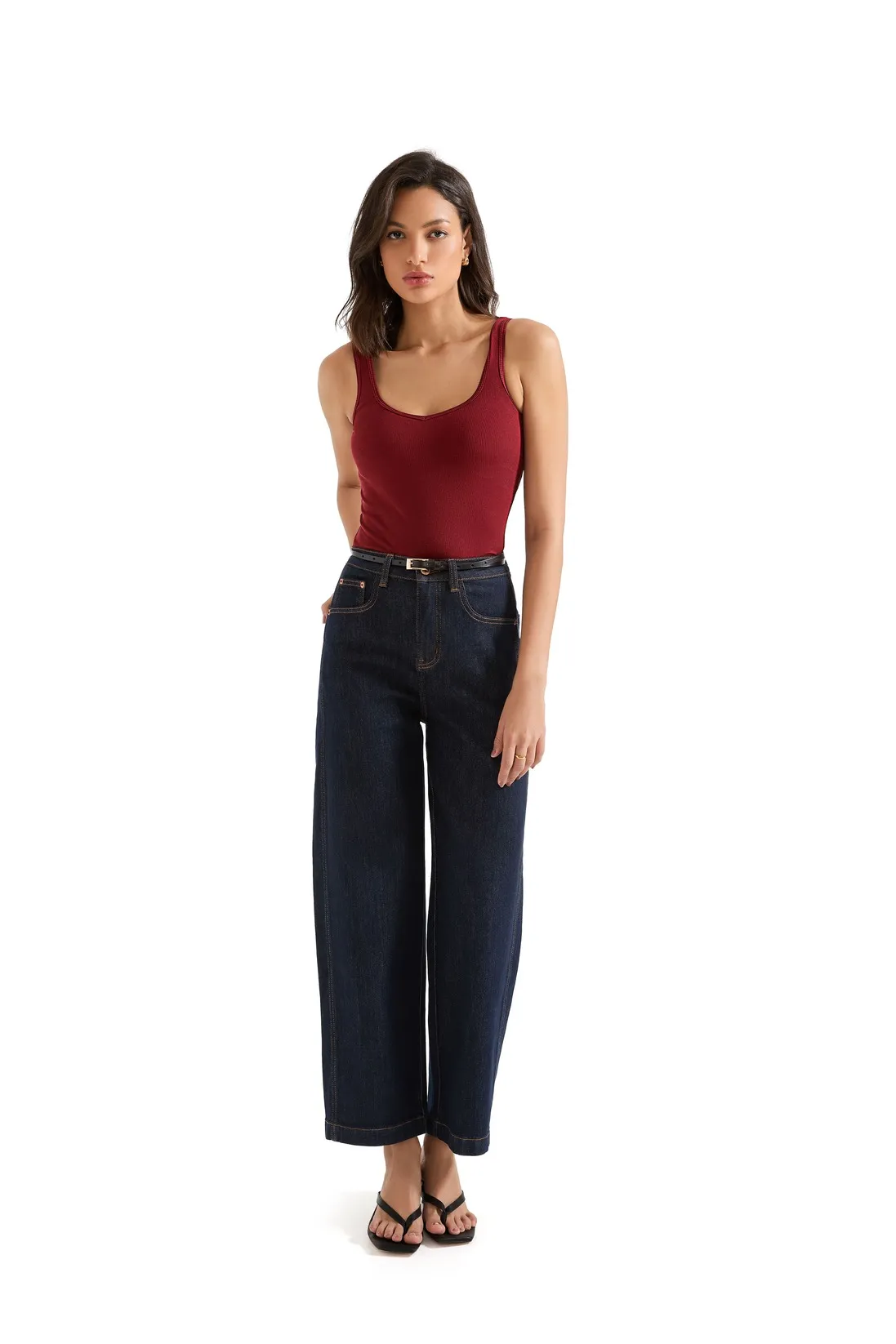 Cotton Ribbed Heart Neck Tank Top - Image 26