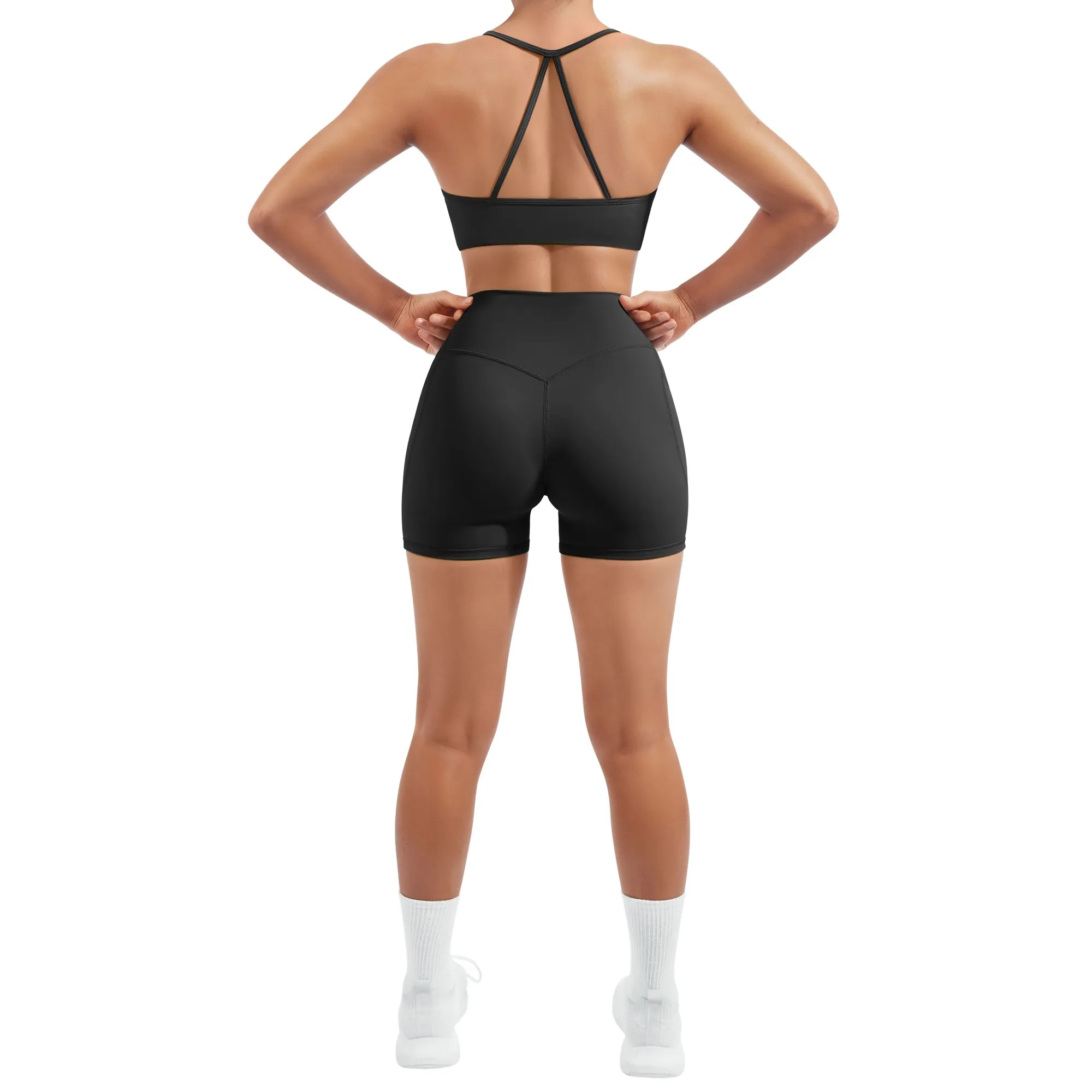 Halter Criss Cross Crop Tops 2 Piece Workout Sets - Image 12