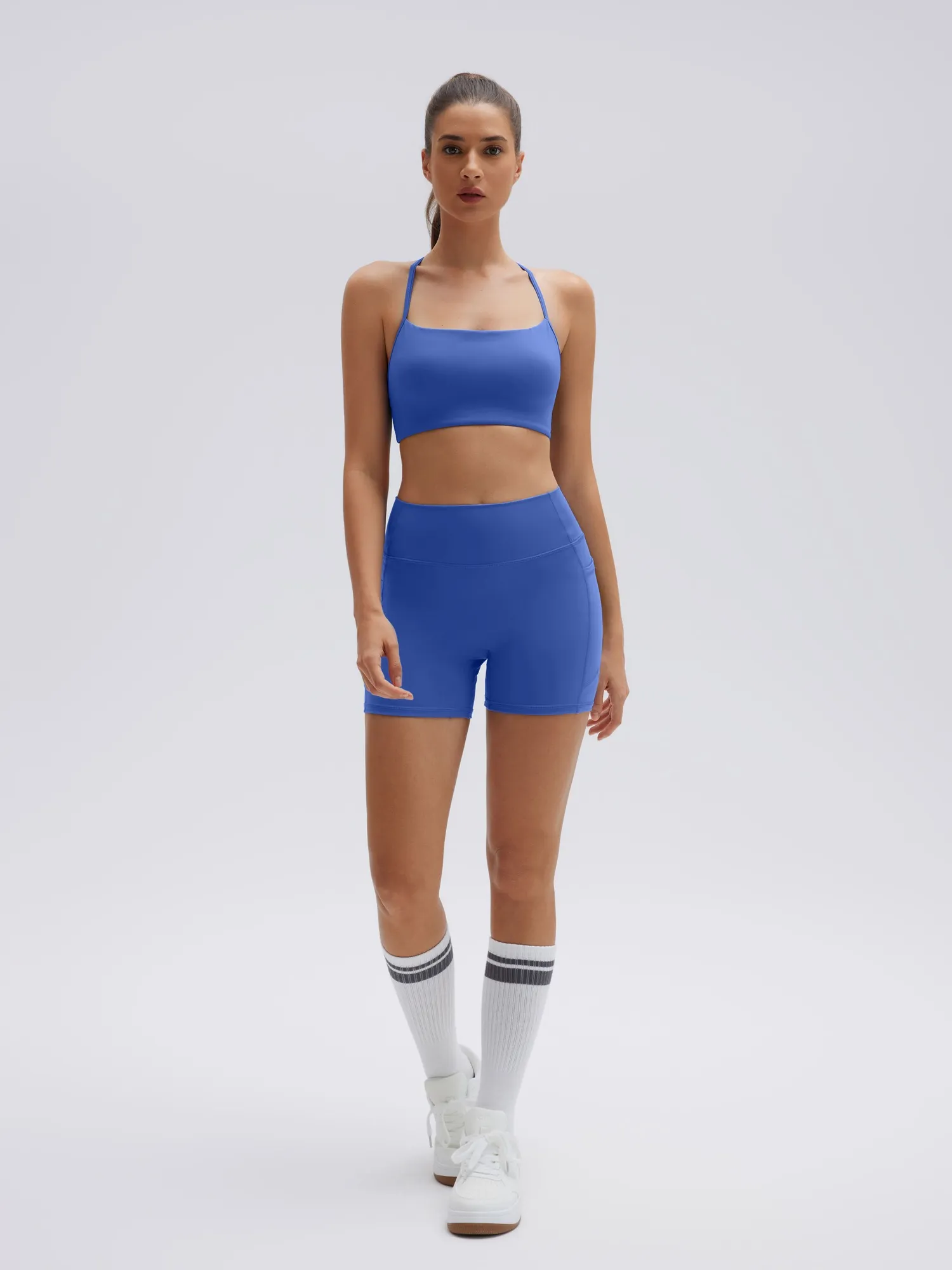 Halter Criss Cross Crop Tops 2 Piece Workout Sets - Image 15
