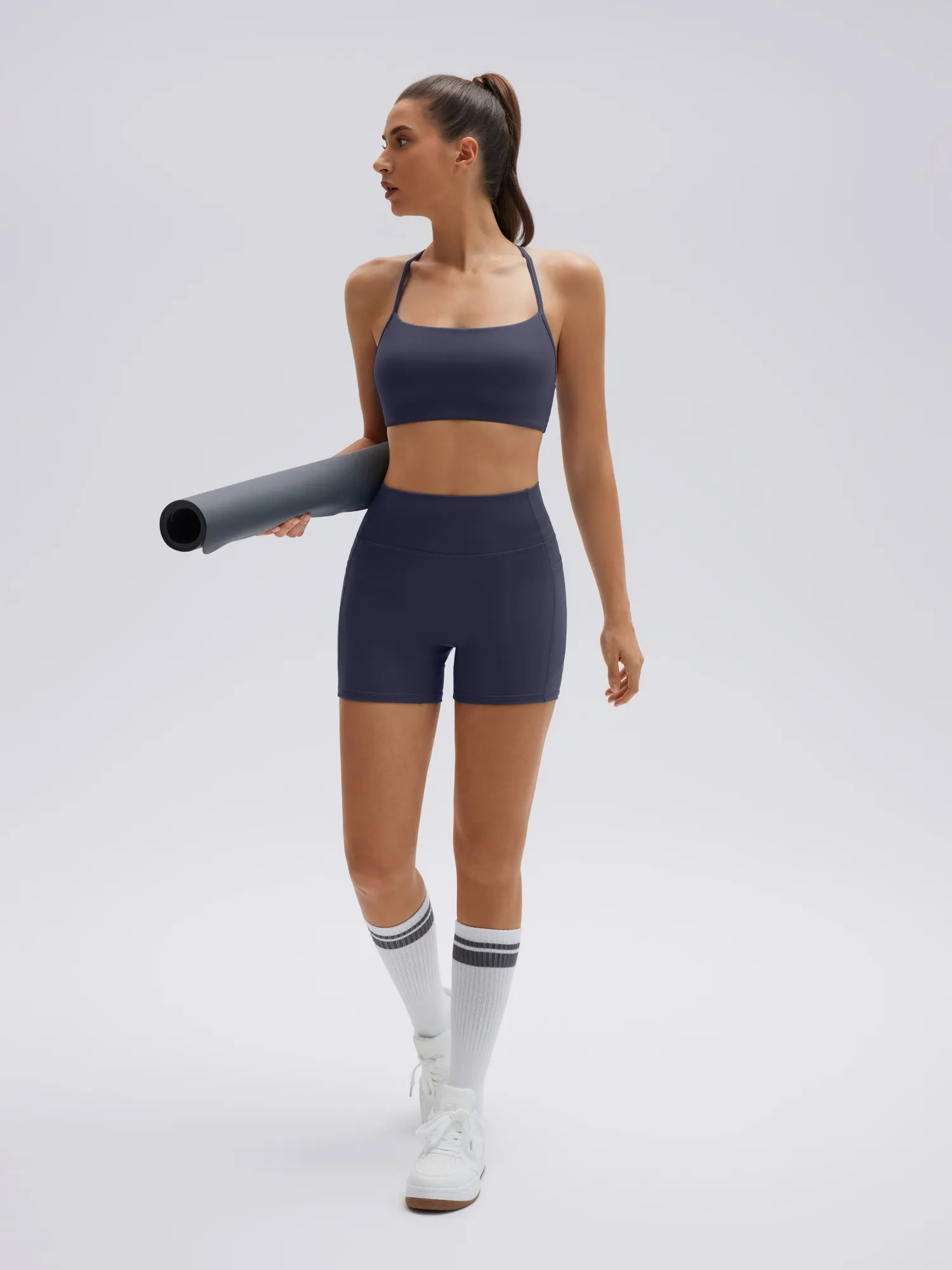 Halter Criss Cross Crop Tops 2 Piece Workout Sets - Image 3