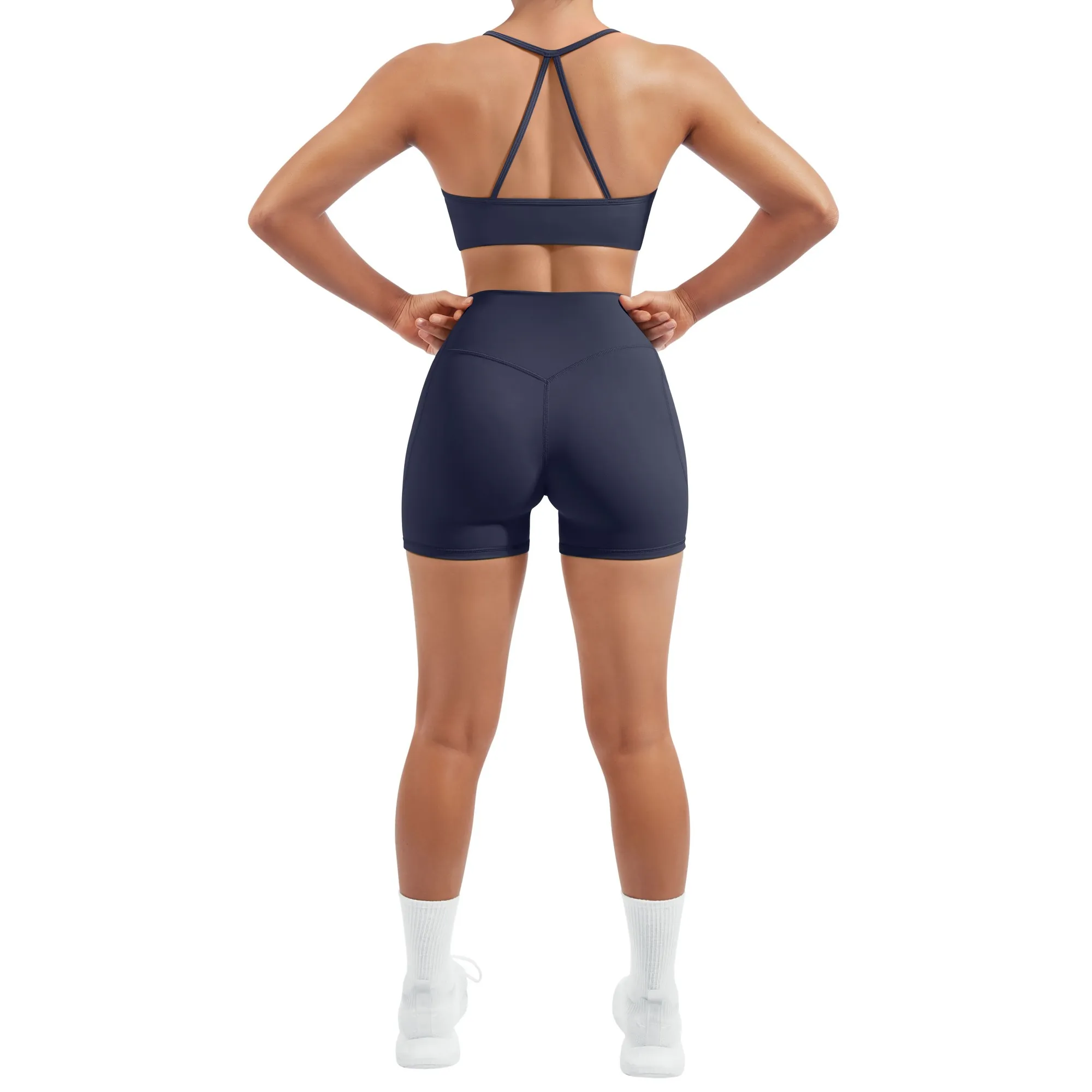 Halter Criss Cross Crop Tops 2 Piece Workout Sets - Image 5