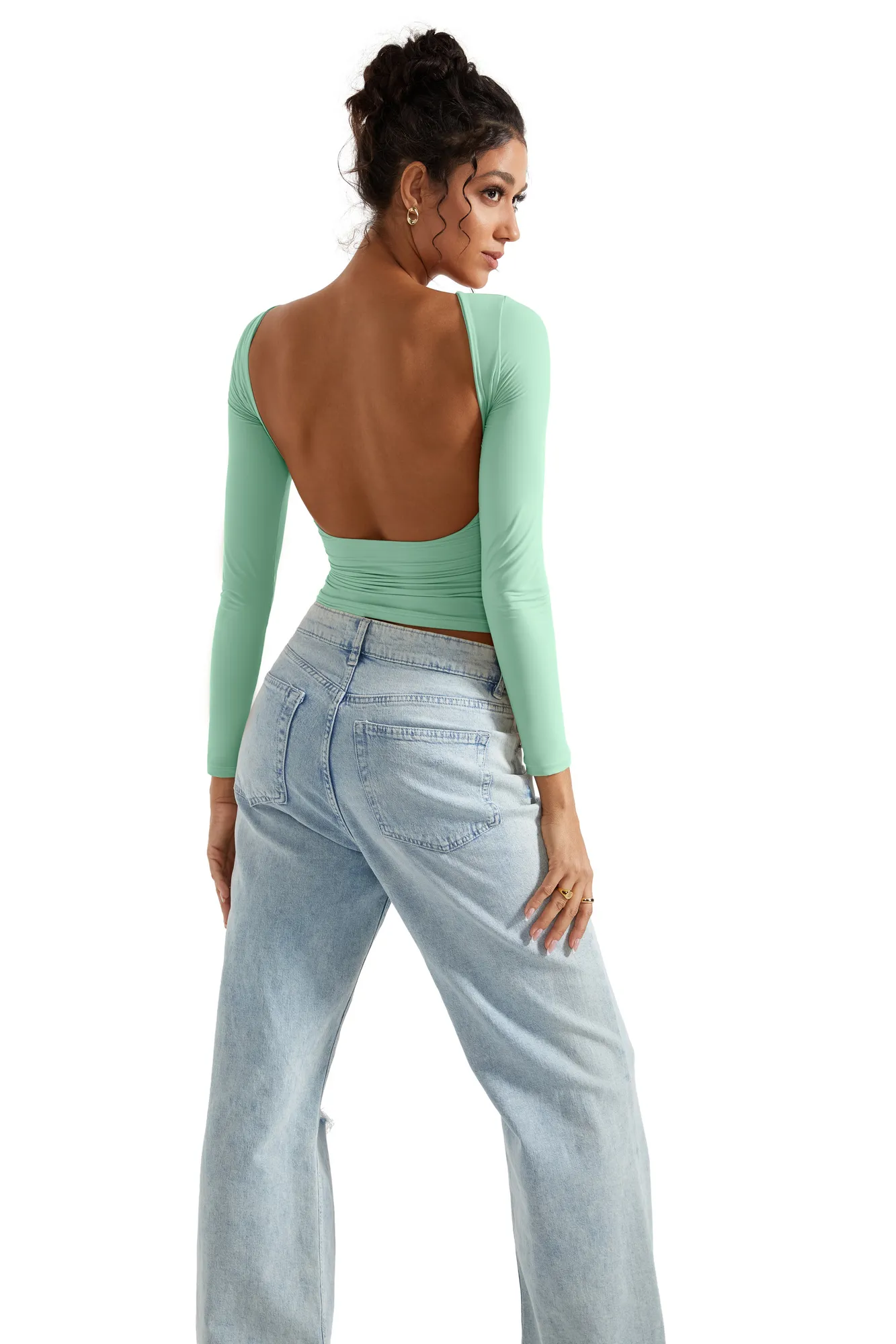 Buttery Soft Open Back Shirt - Long Sleeve - Image 18
