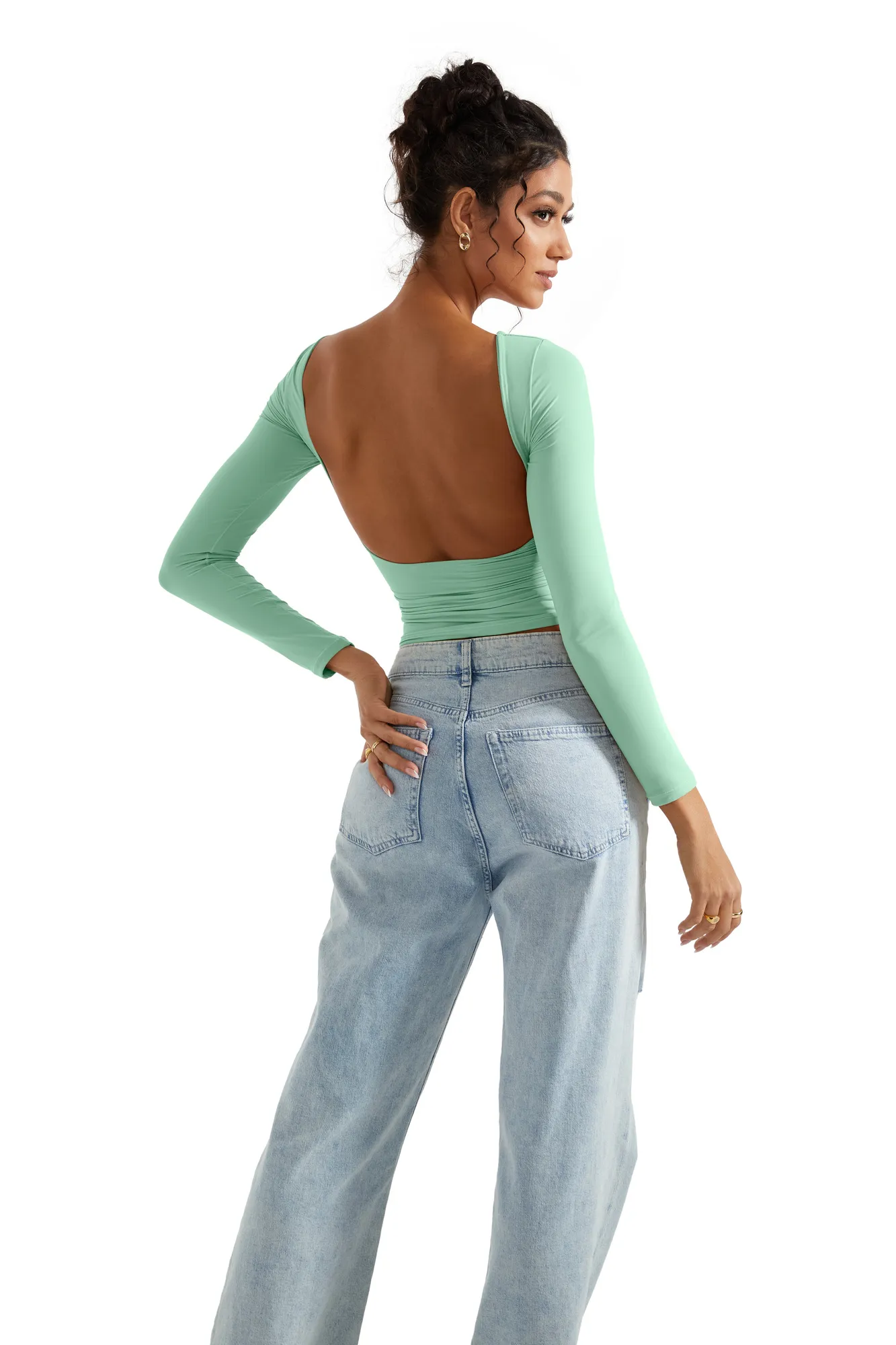 Buttery Soft Open Back Shirt - Long Sleeve - Image 19