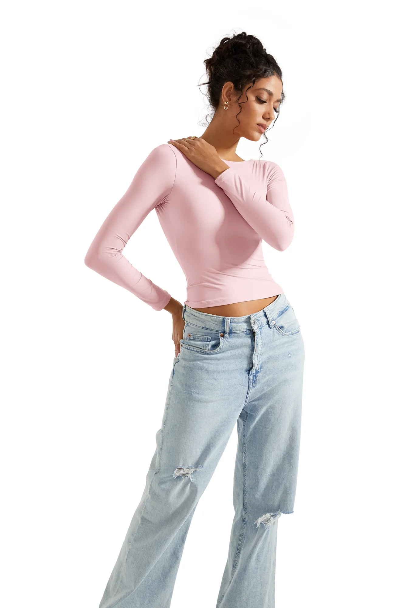 Buttery Soft Open Back Shirt - Long Sleeve - Image 21