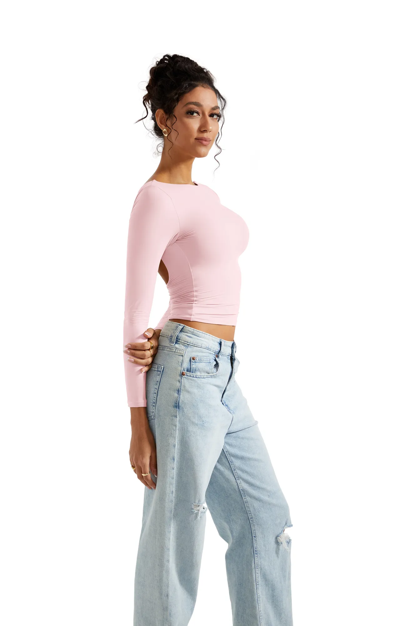 Buttery Soft Open Back Shirt - Long Sleeve - Image 22
