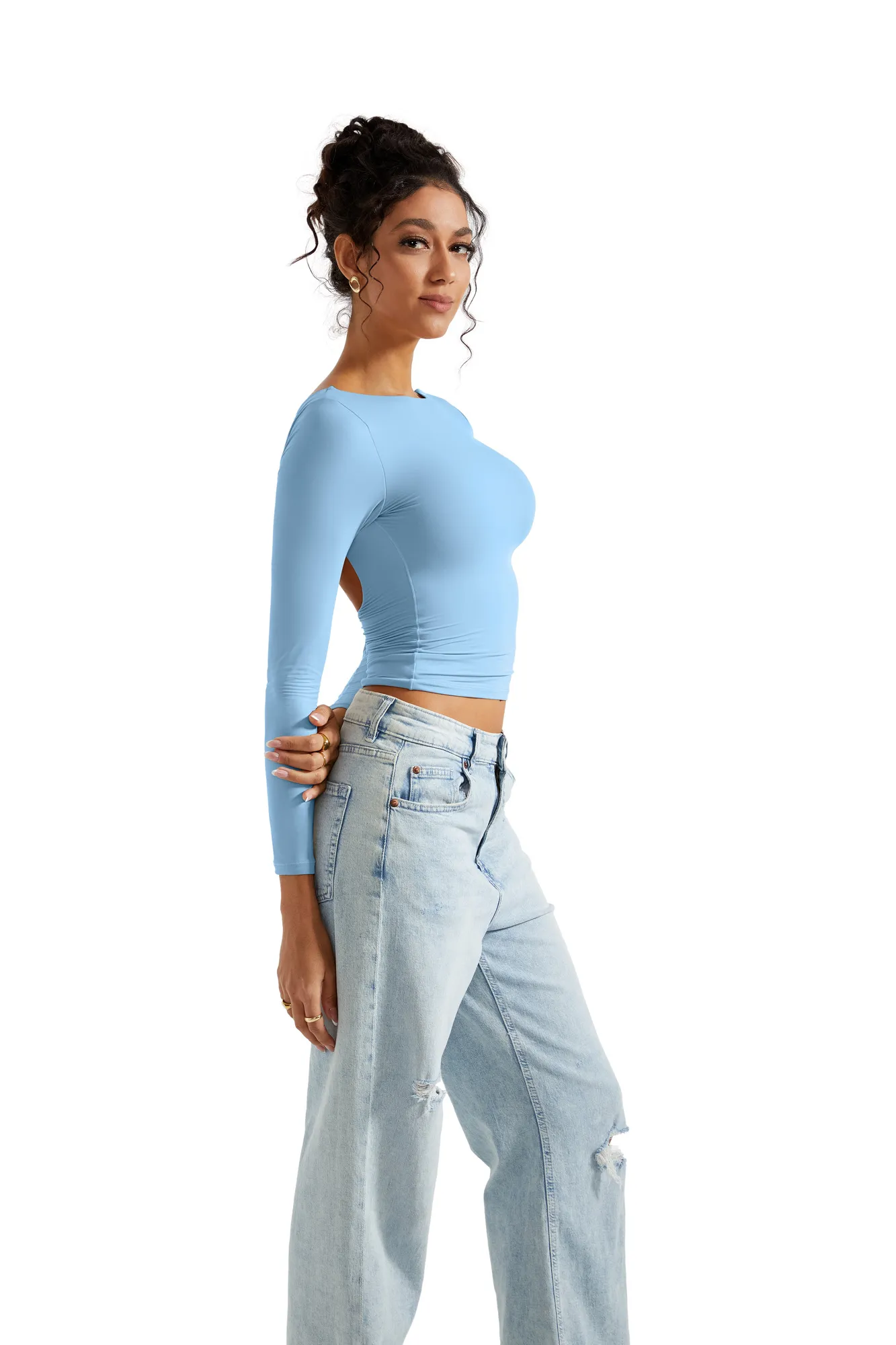 Buttery Soft Open Back Shirt - Long Sleeve - Image 29