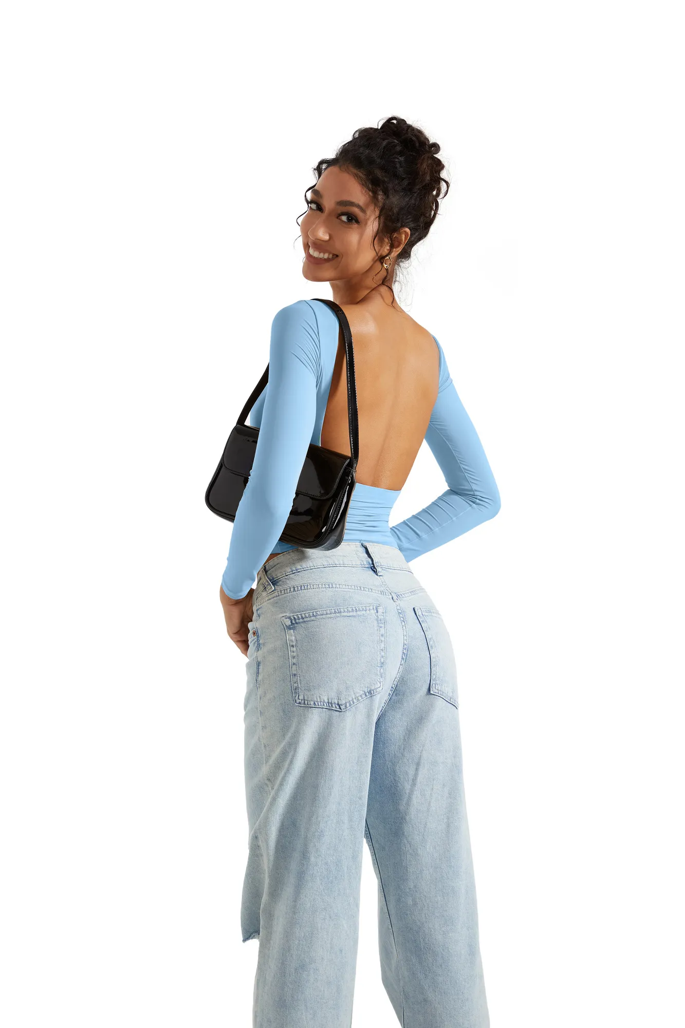 Buttery Soft Open Back Shirt - Long Sleeve - Image 30