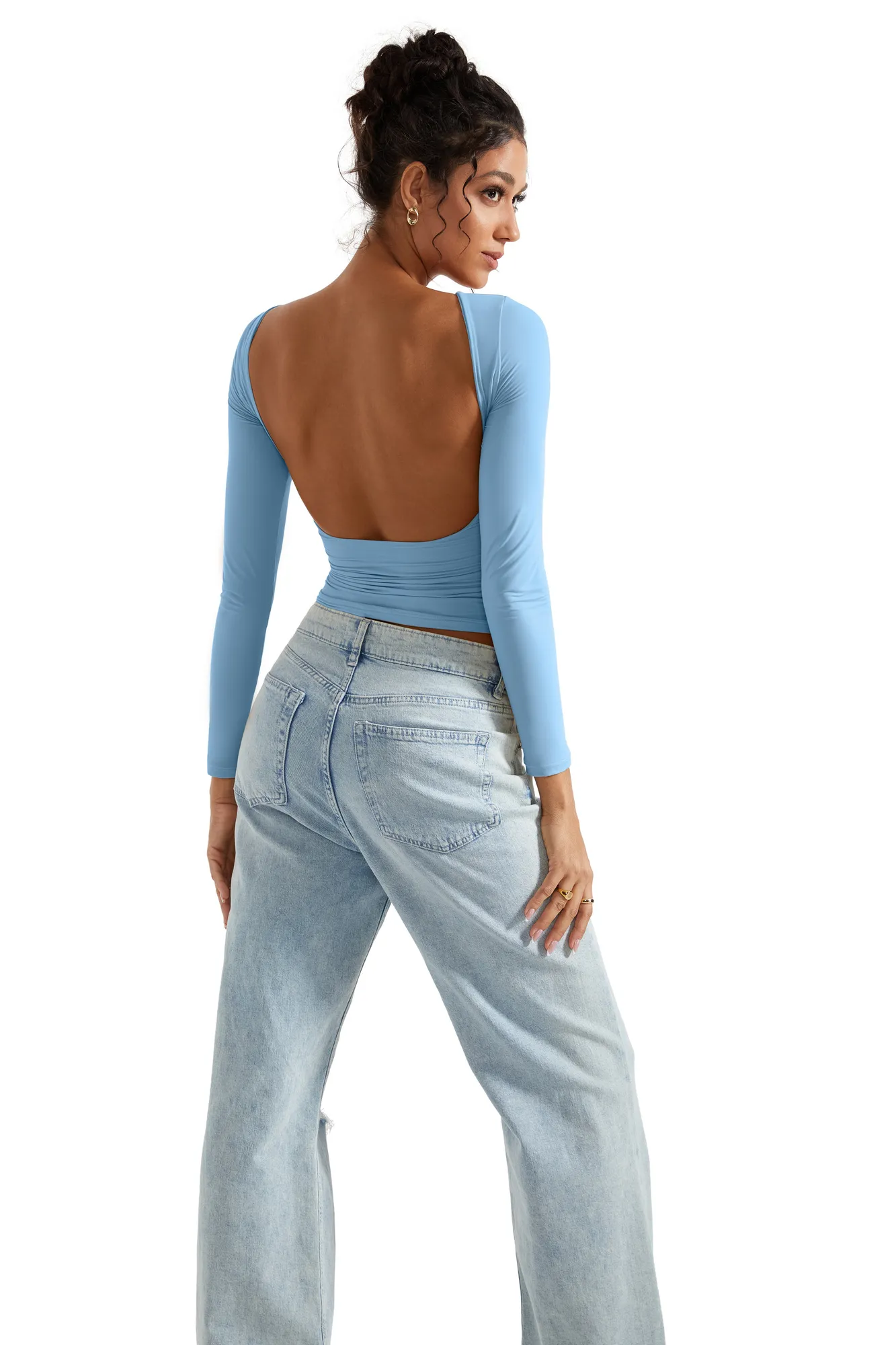 Buttery Soft Open Back Shirt - Long Sleeve - Image 31