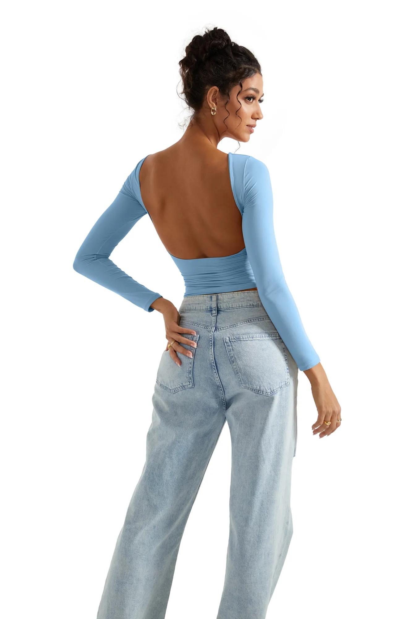 Buttery Soft Open Back Shirt - Long Sleeve - Image 32