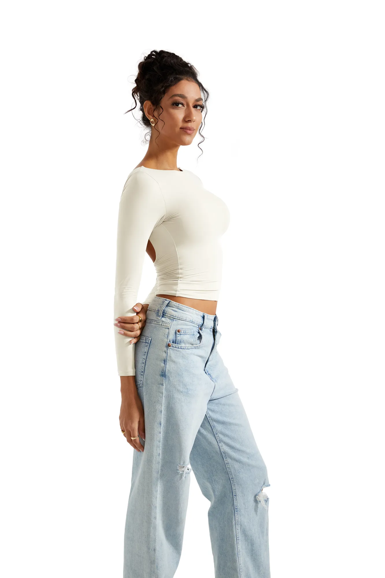 Buttery Soft Open Back Shirt - Long Sleeve - Image 4
