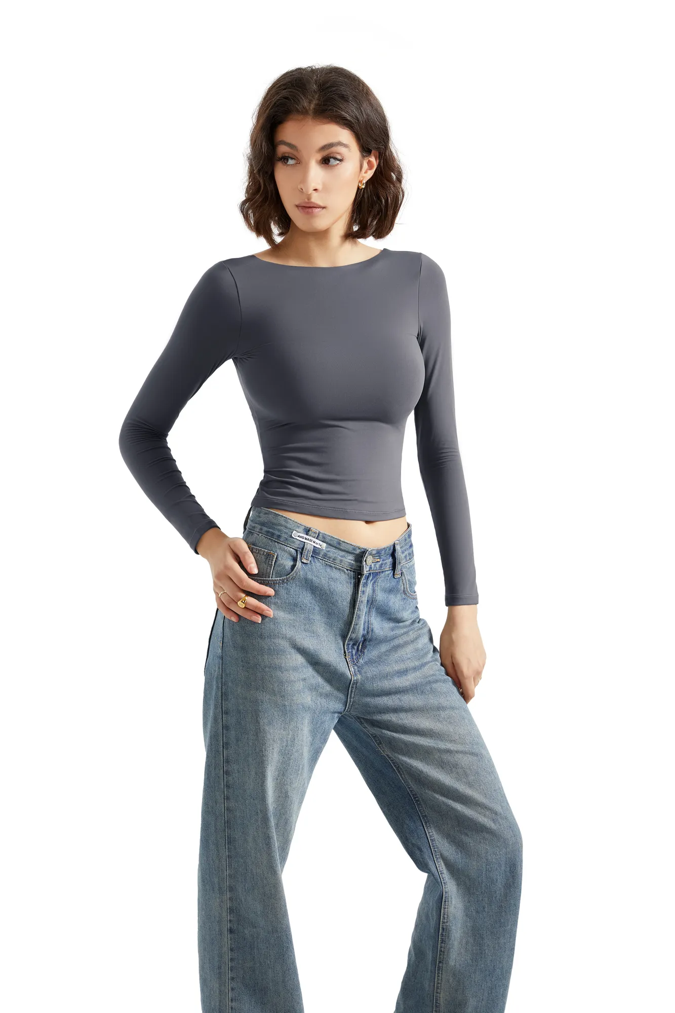 Buttery Soft Open Back Shirt - Long Sleeve - Image 45