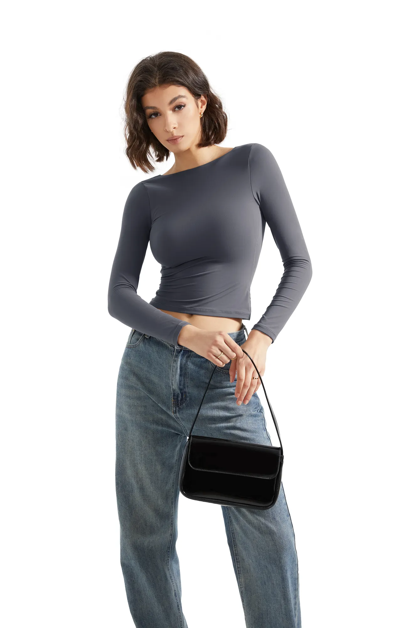 Buttery Soft Open Back Shirt - Long Sleeve - Image 46
