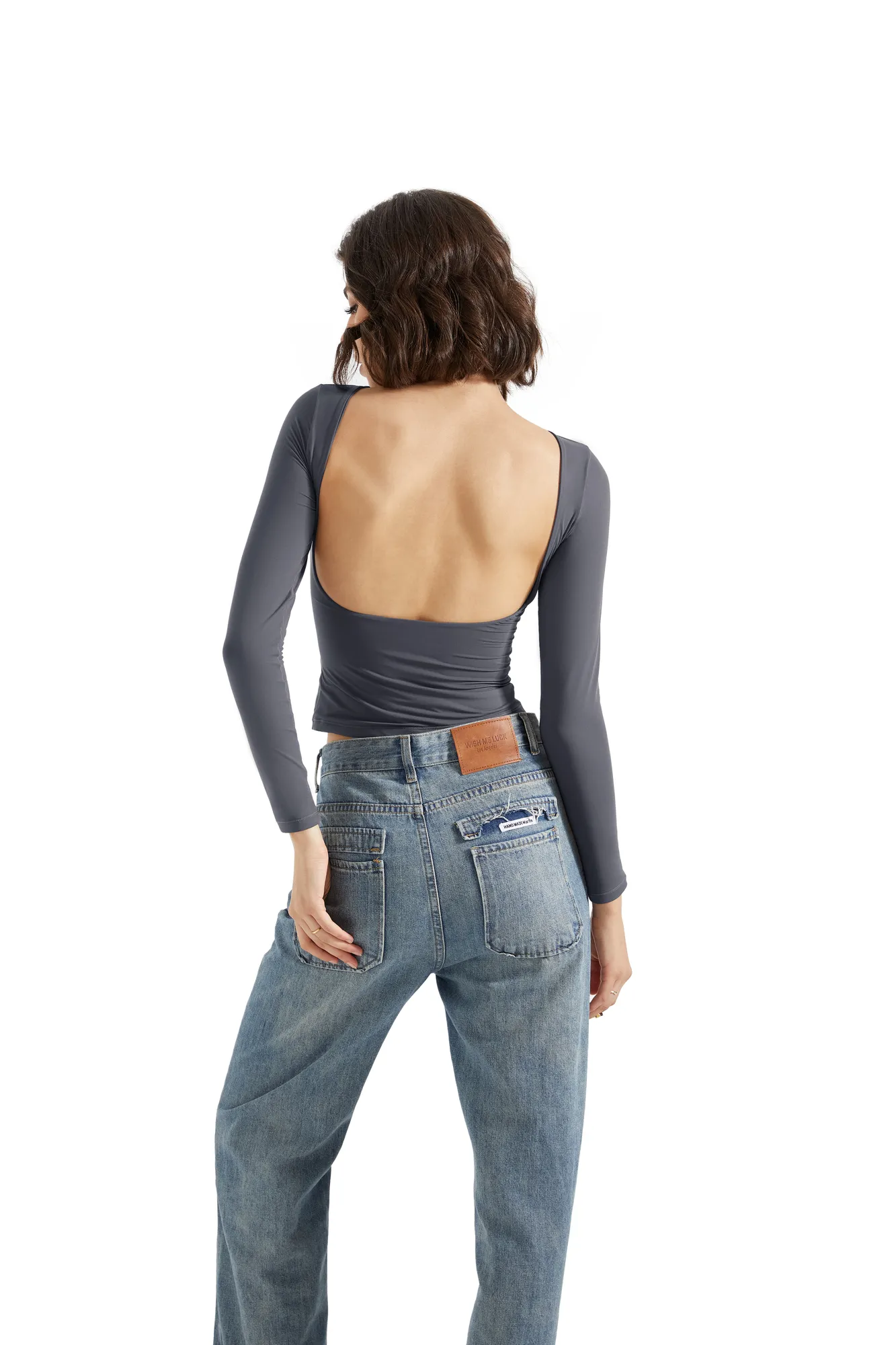 Buttery Soft Open Back Shirt - Long Sleeve - Image 48