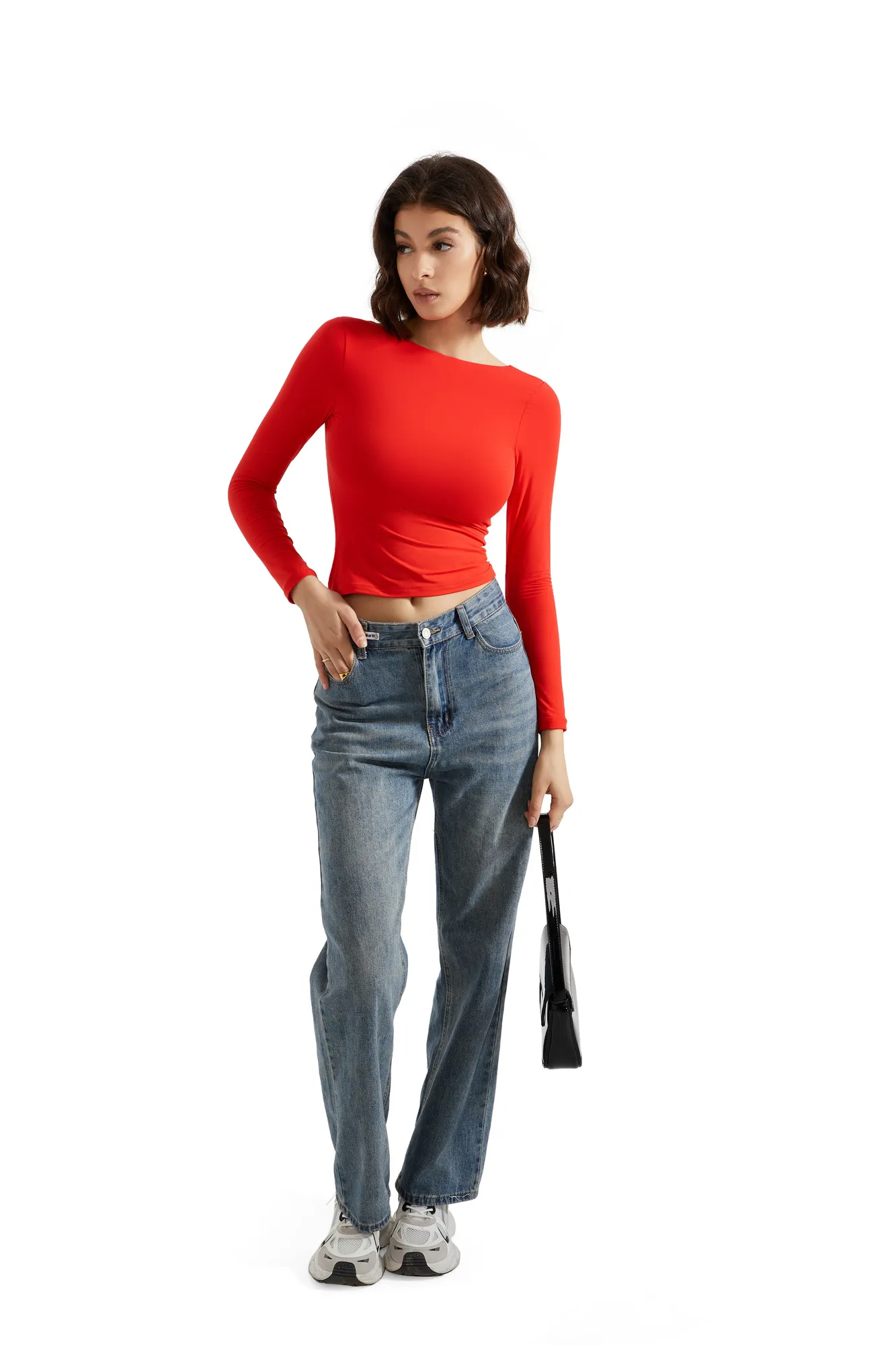 Buttery Soft Open Back Shirt - Long Sleeve - Image 58