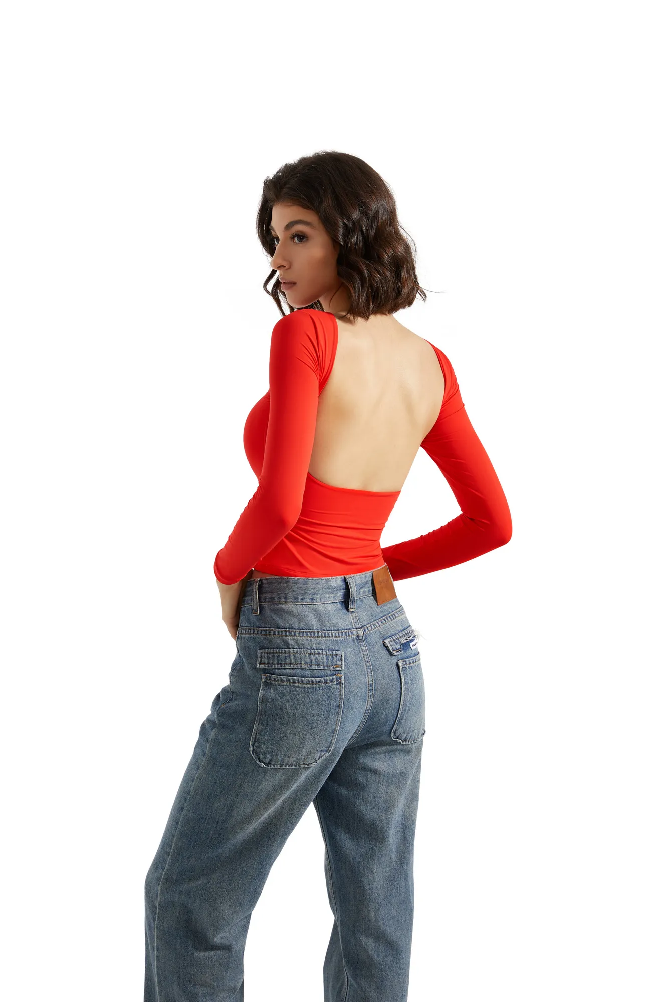 Buttery Soft Open Back Shirt - Long Sleeve - Image 60