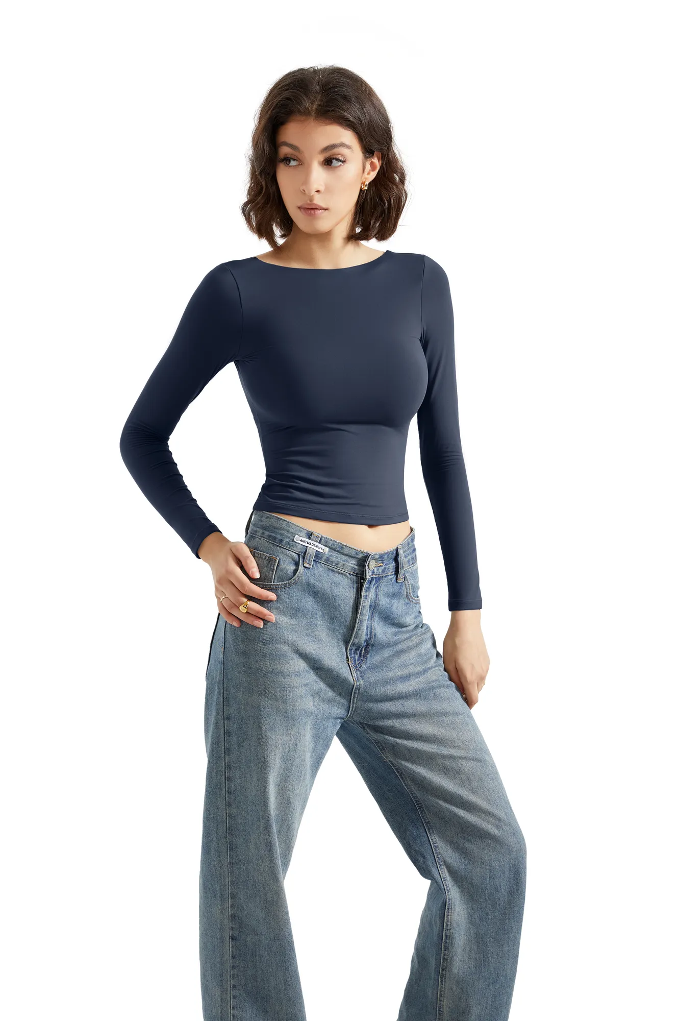Buttery Soft Open Back Shirt - Long Sleeve - Image 62