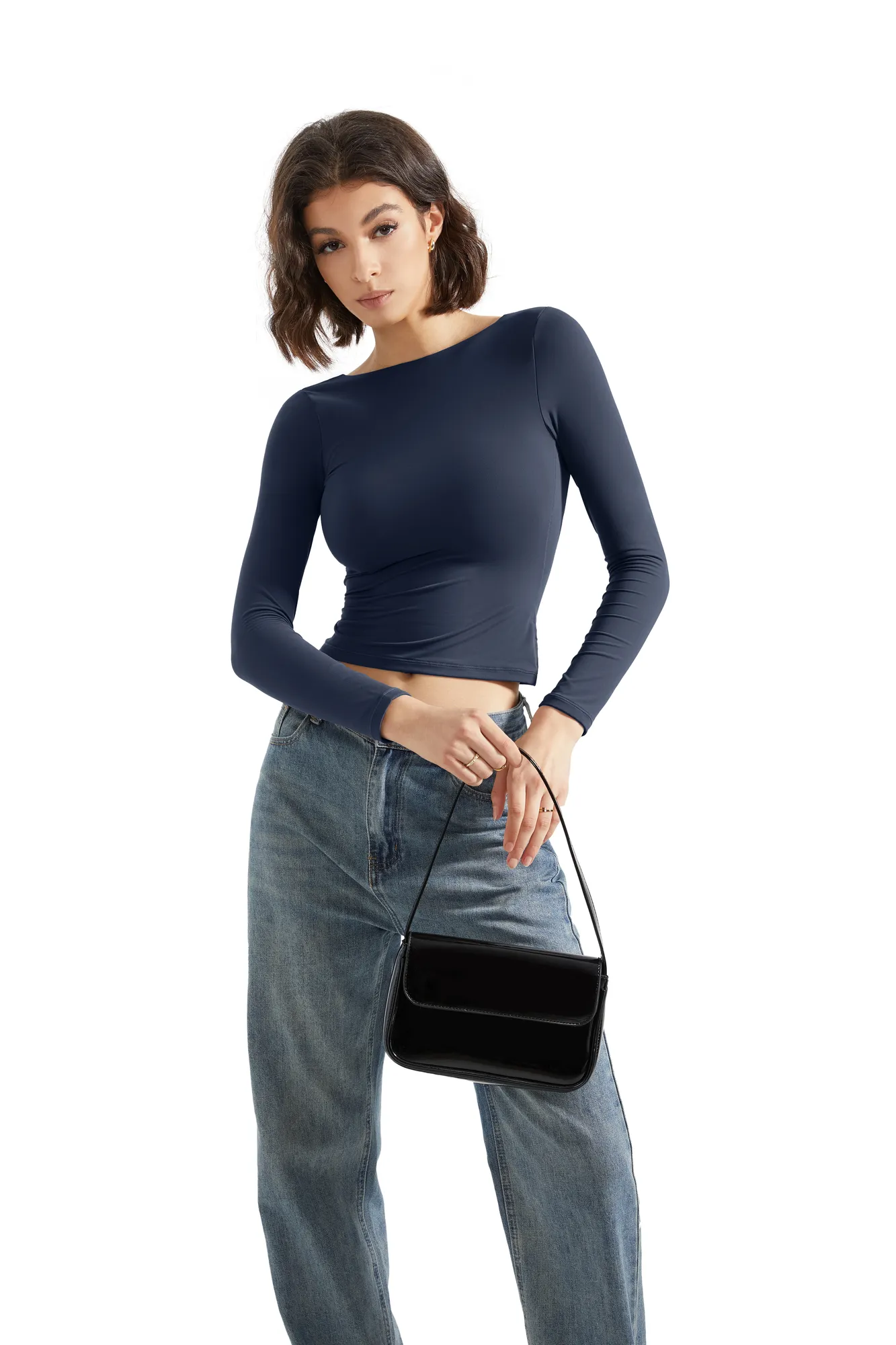 Buttery Soft Open Back Shirt - Long Sleeve - Image 63