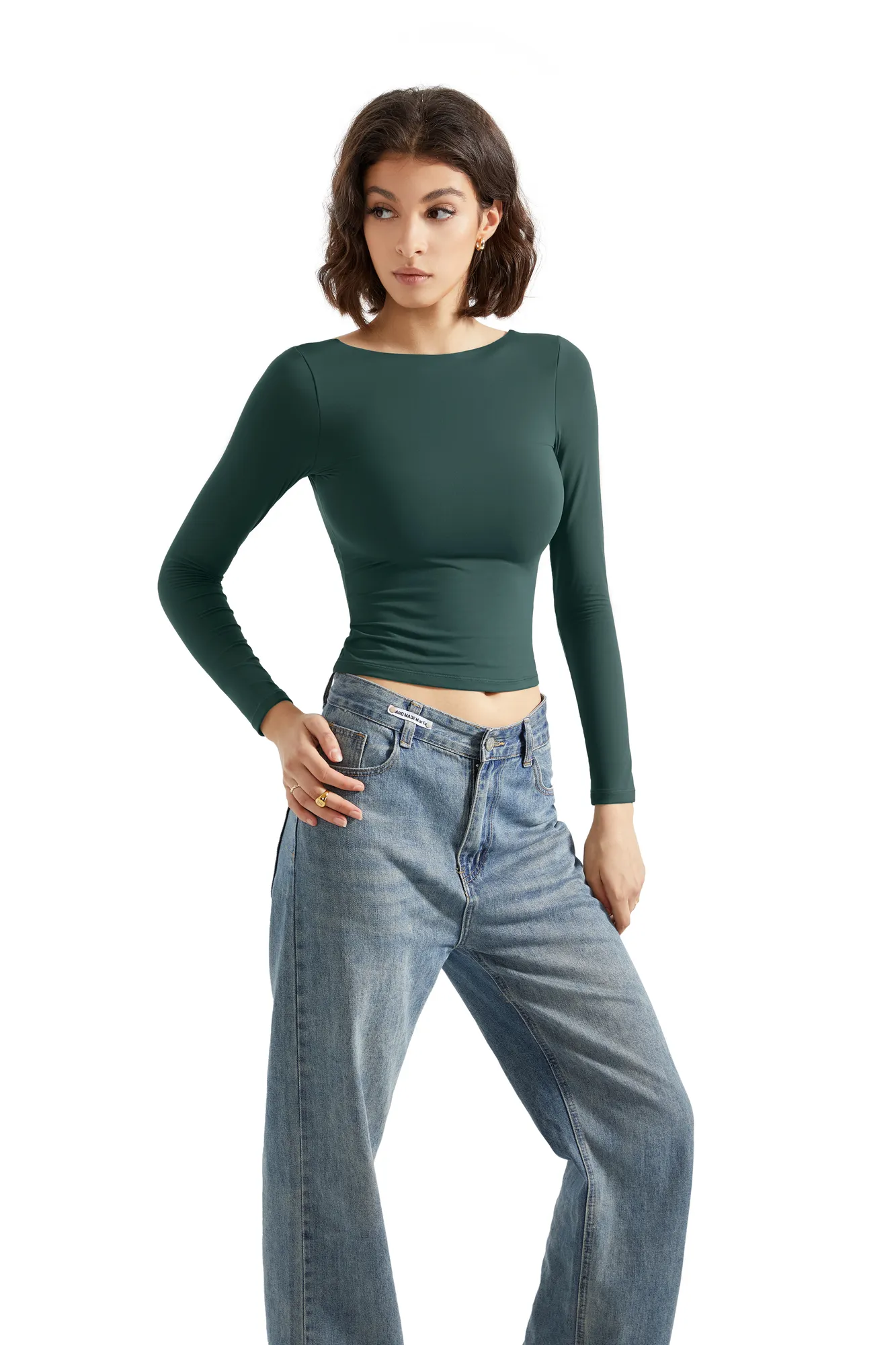 Buttery Soft Open Back Shirt - Long Sleeve - Image 74