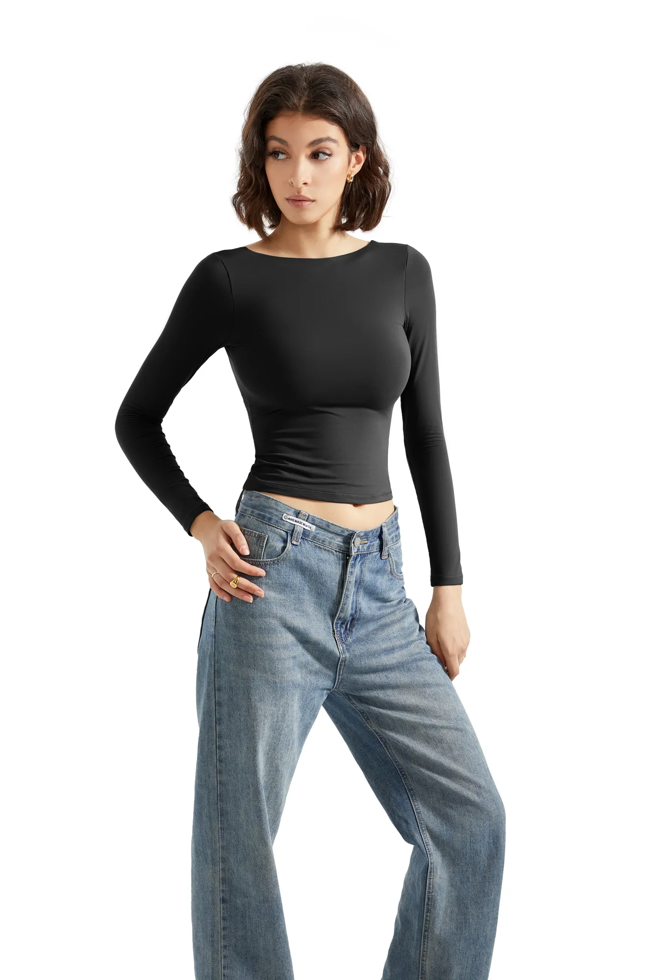 Buttery Soft Open Back Shirt - Long Sleeve - Image 8