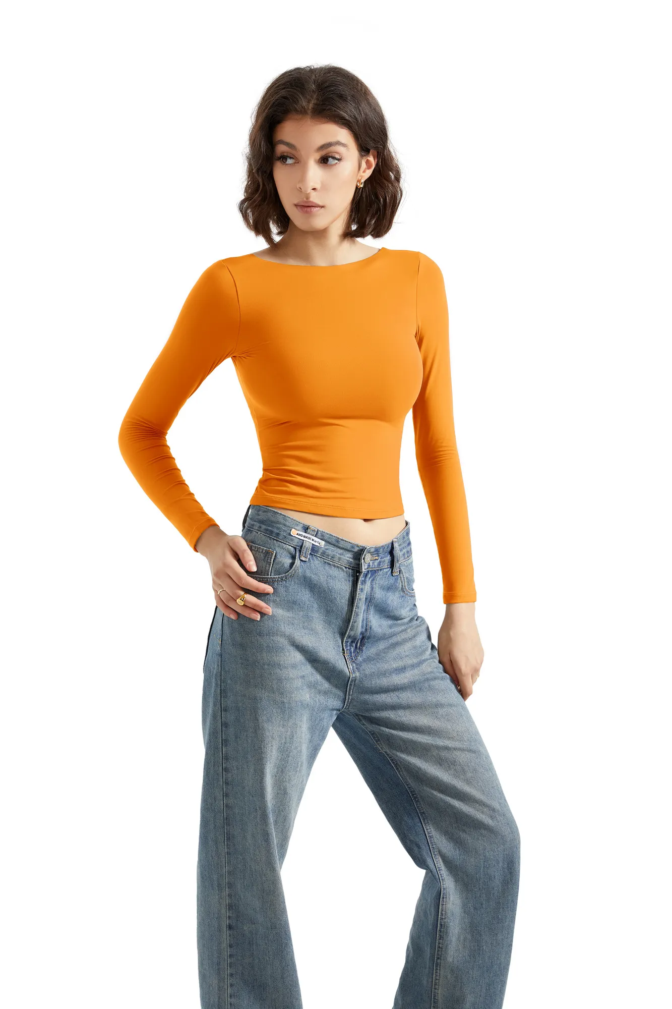 Buttery Soft Open Back Shirt - Long Sleeve - Image 80