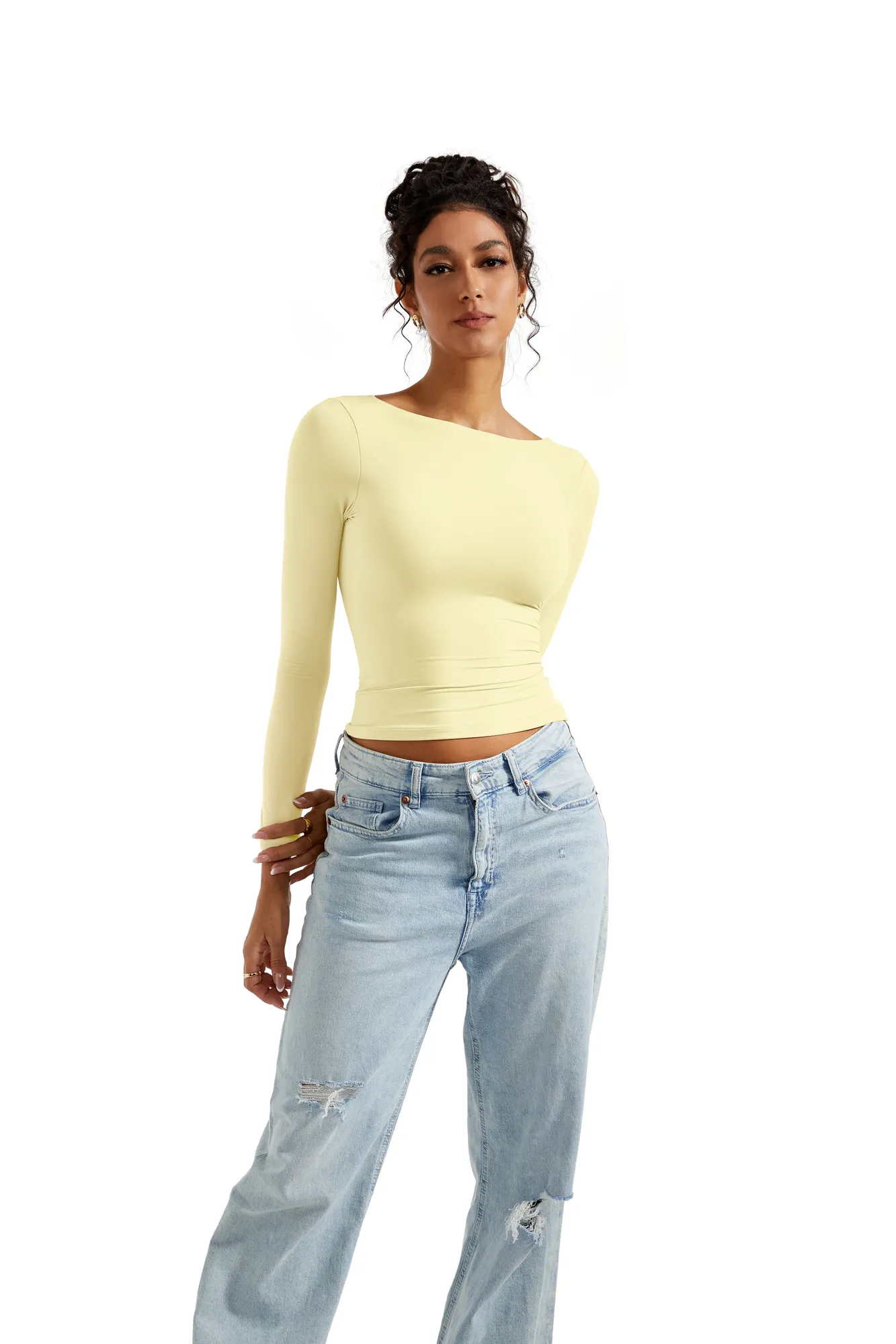 Buttery Soft Open Back Shirt - Long Sleeve - Image 86