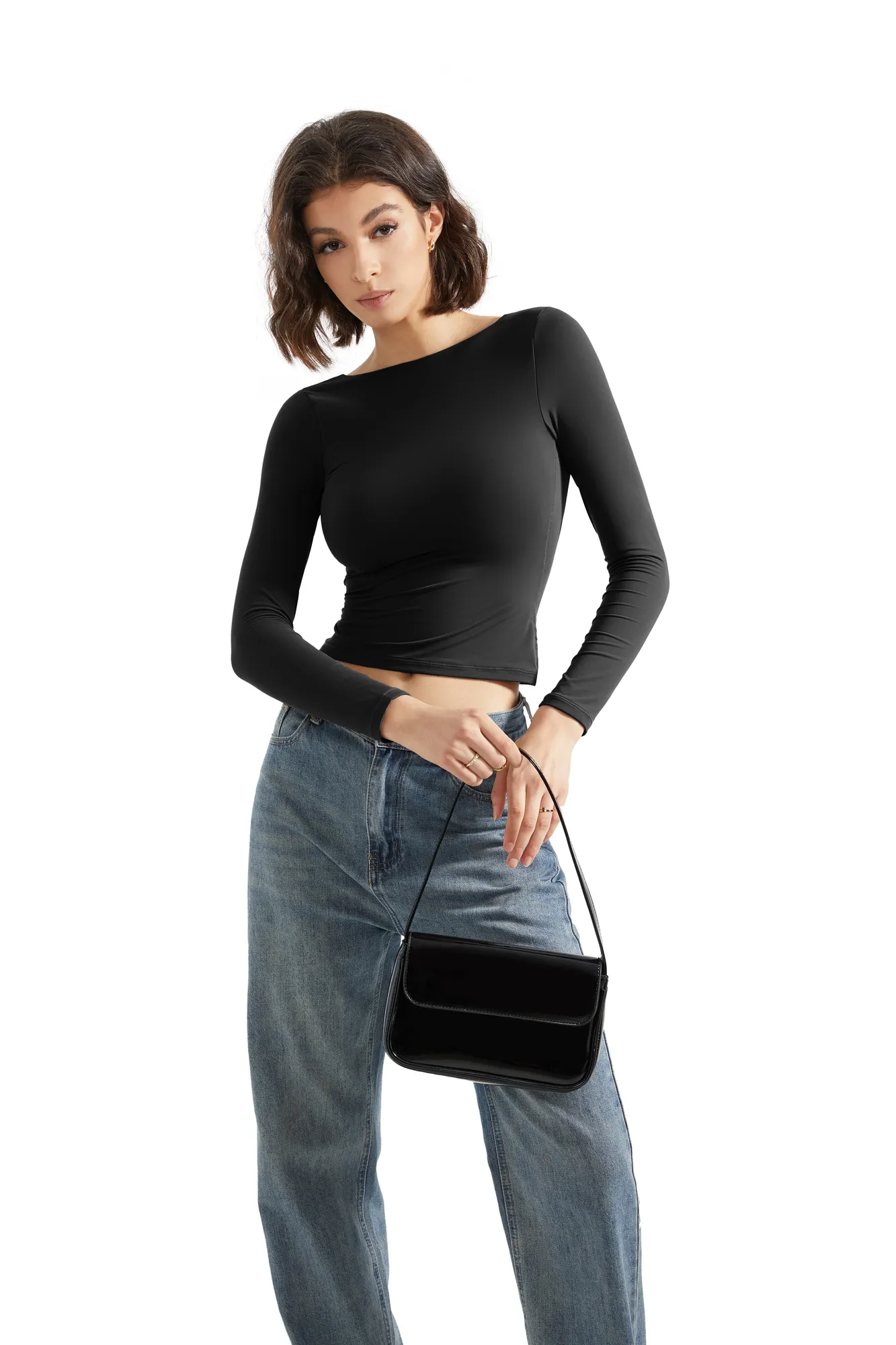 Buttery Soft Open Back Shirt - Long Sleeve - Image 9