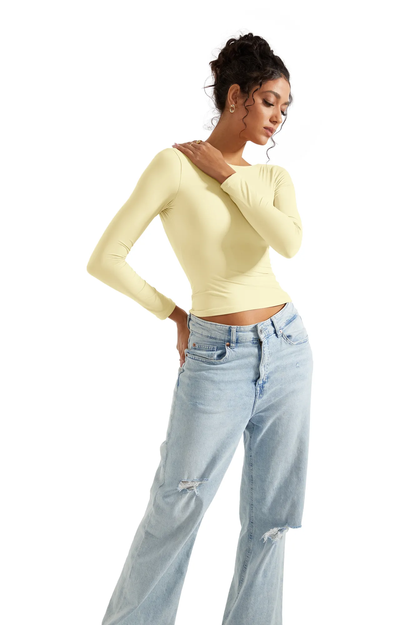 Buttery Soft Open Back Shirt - Long Sleeve - Image 91