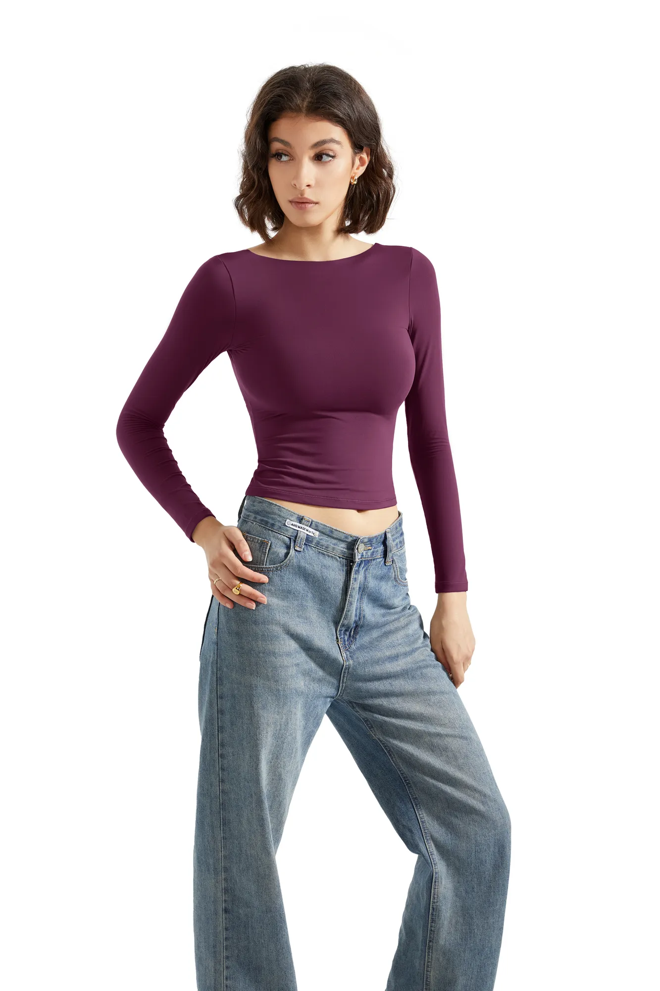 Buttery Soft Open Back Shirt - Long Sleeve - Image 92