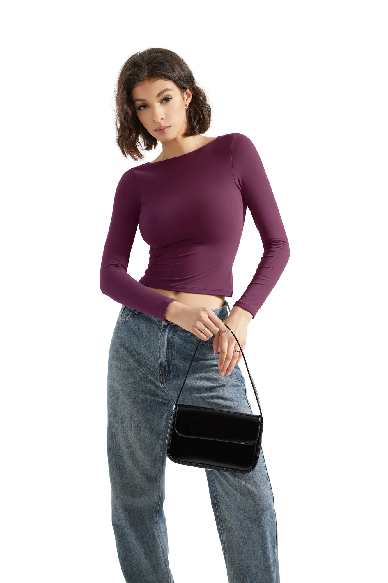 Buttery Soft Open Back Shirt - Long Sleeve - Image 93